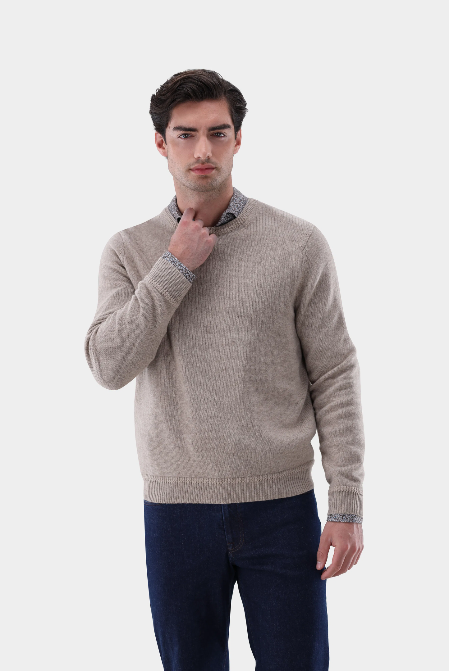 Van Laack - Rundhalspullover Sindo, Beige