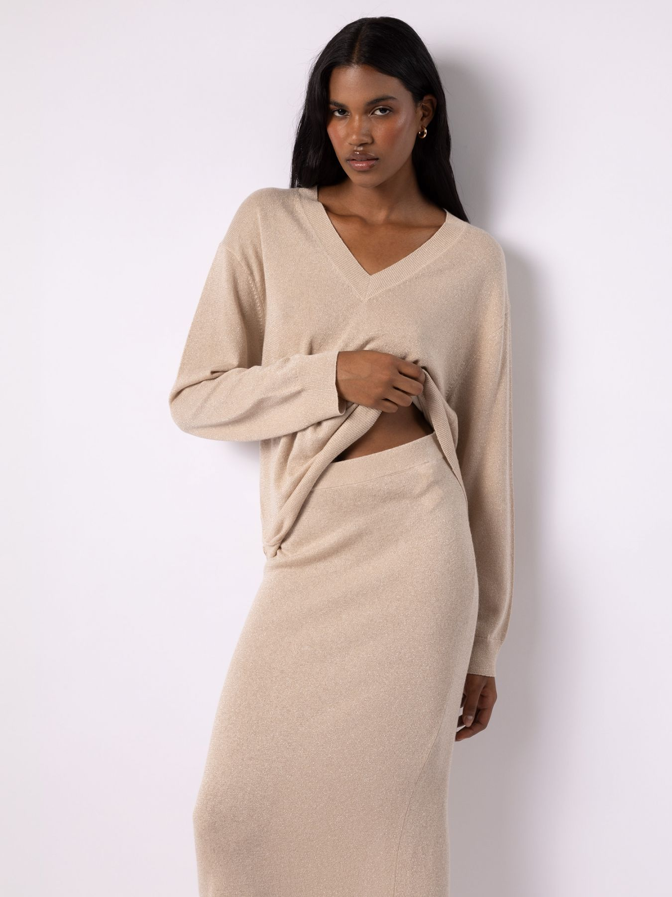 FTC - Pullover mit Lurex, Beige