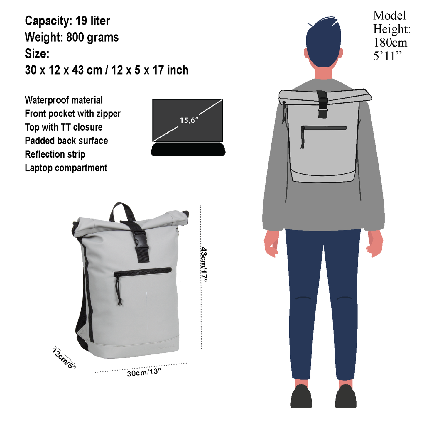 New Rebels - Rucksack Mart New York, Hellgrau