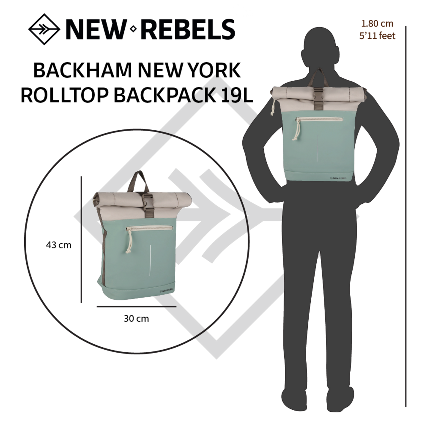 New Rebels - Rucksack Backham New York, Salie Grün