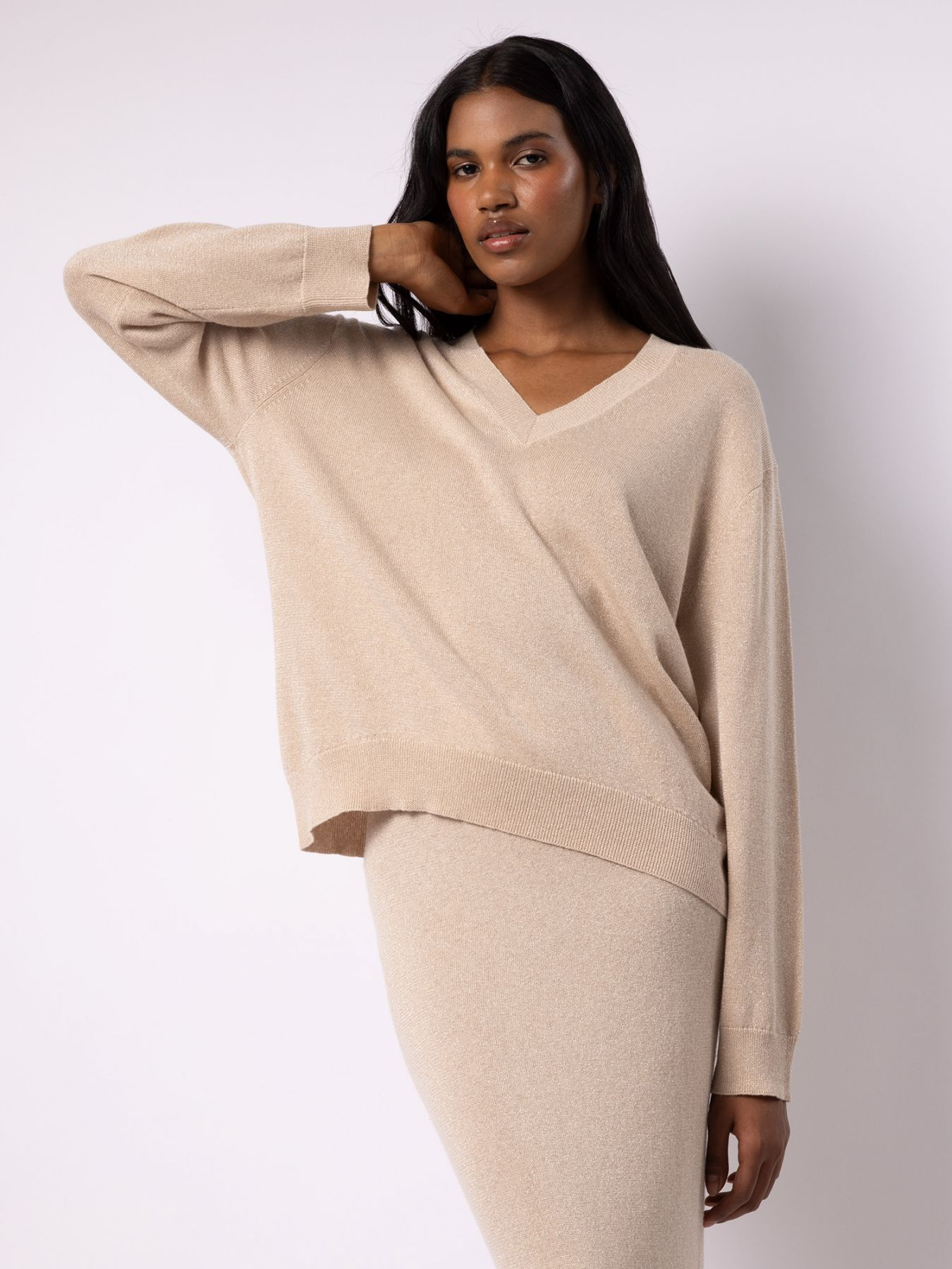 FTC - Pullover mit Lurex, Beige