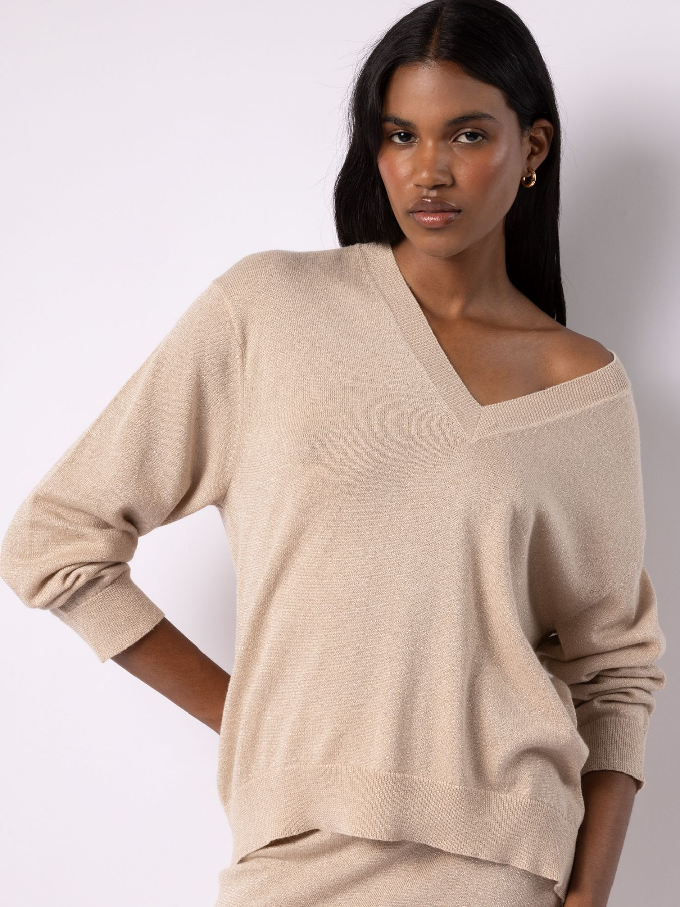 FTC - Pullover mit Lurex, Beige