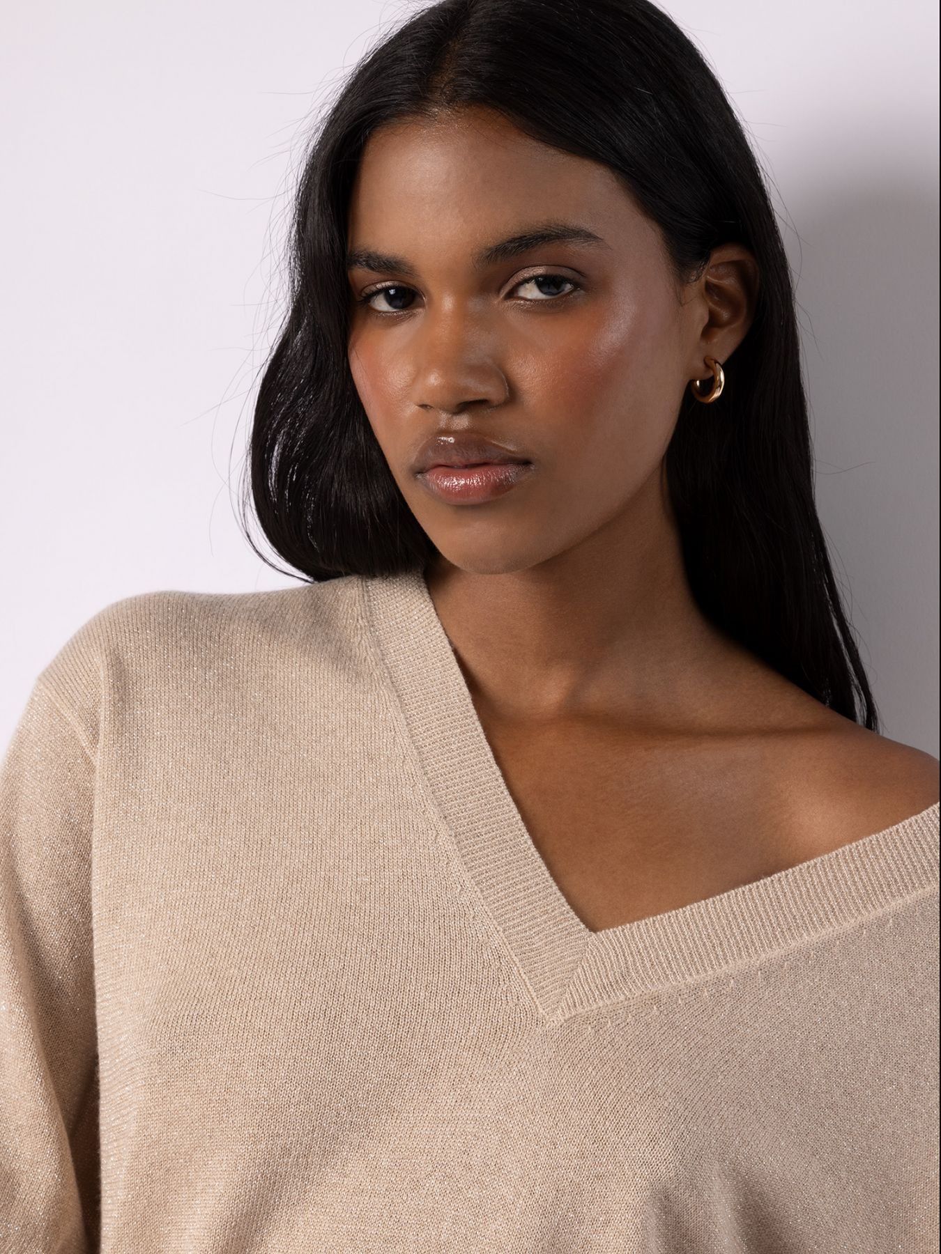 FTC - Pullover mit Lurex, Beige