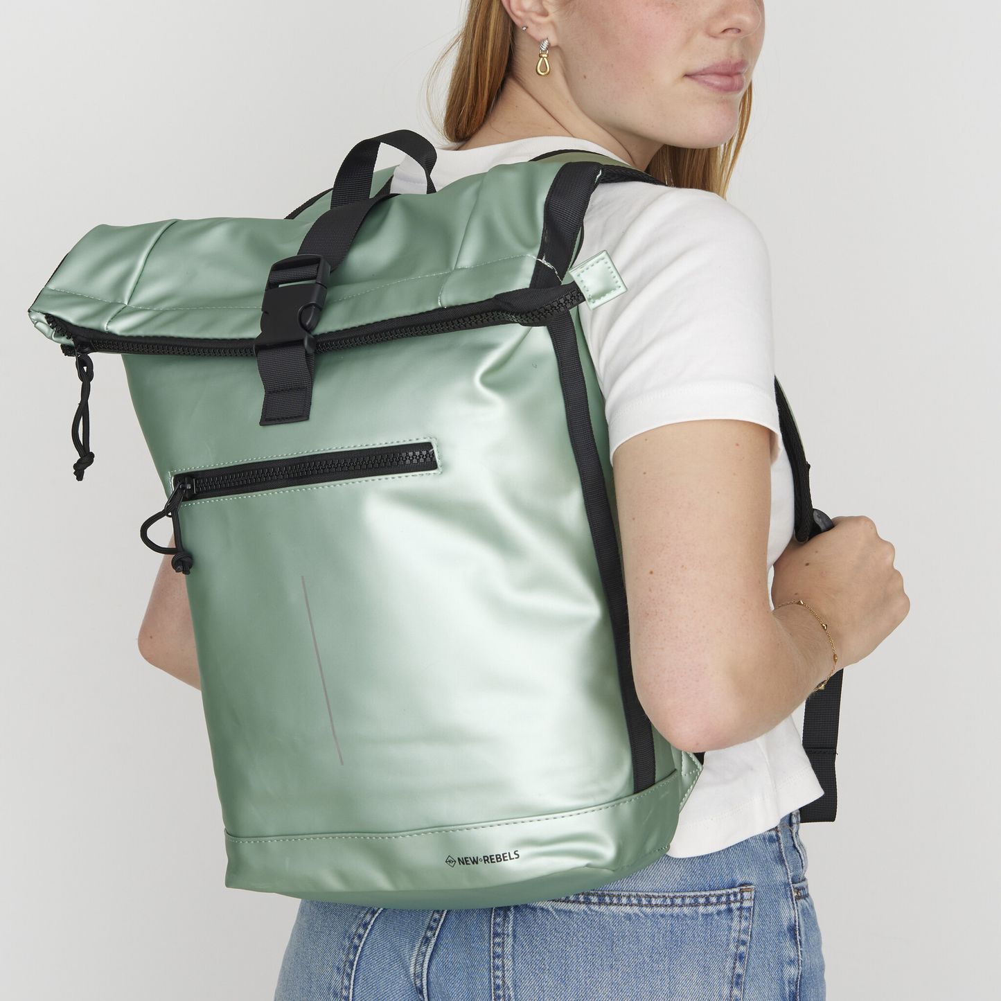 New Rebels - Rucksack Mart New York, Metallic Hellgrün