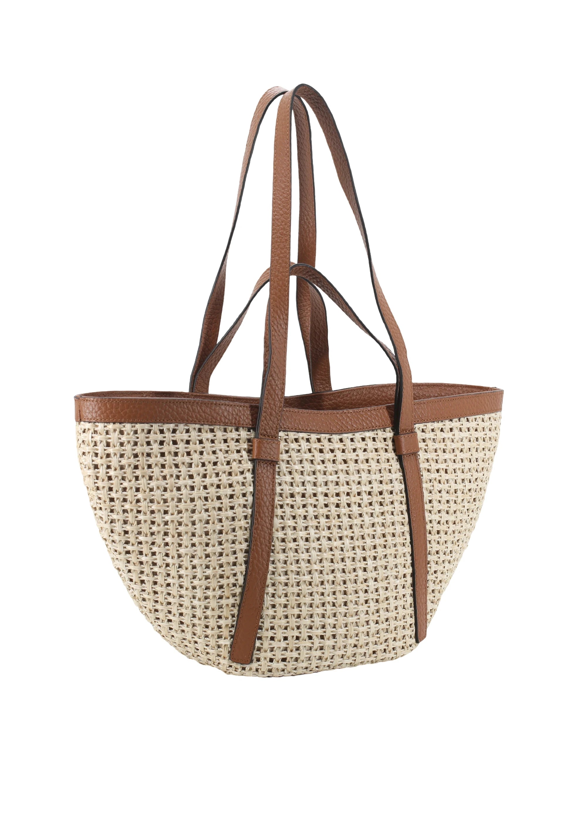 Shopper COSMO medium Raffia/Leder caramel/cognac
