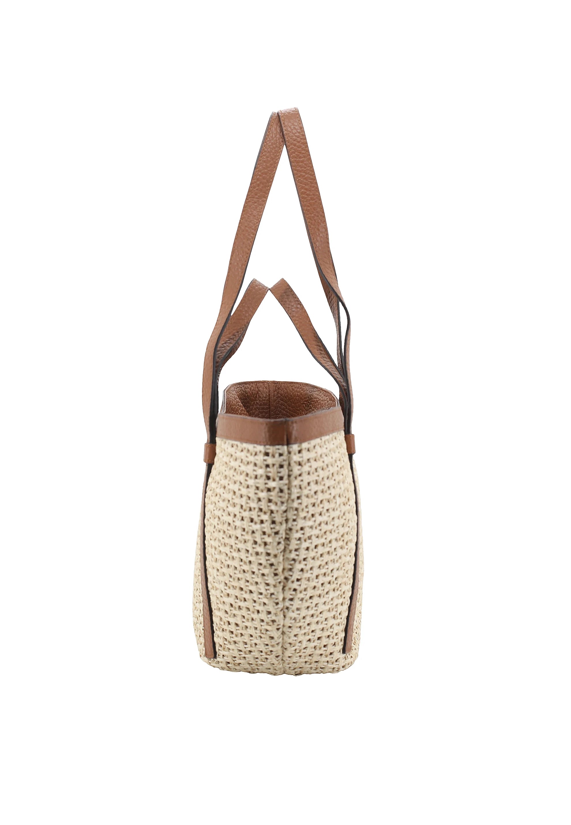 Shopper COSMO medium Raffia/Leder caramel/cognac