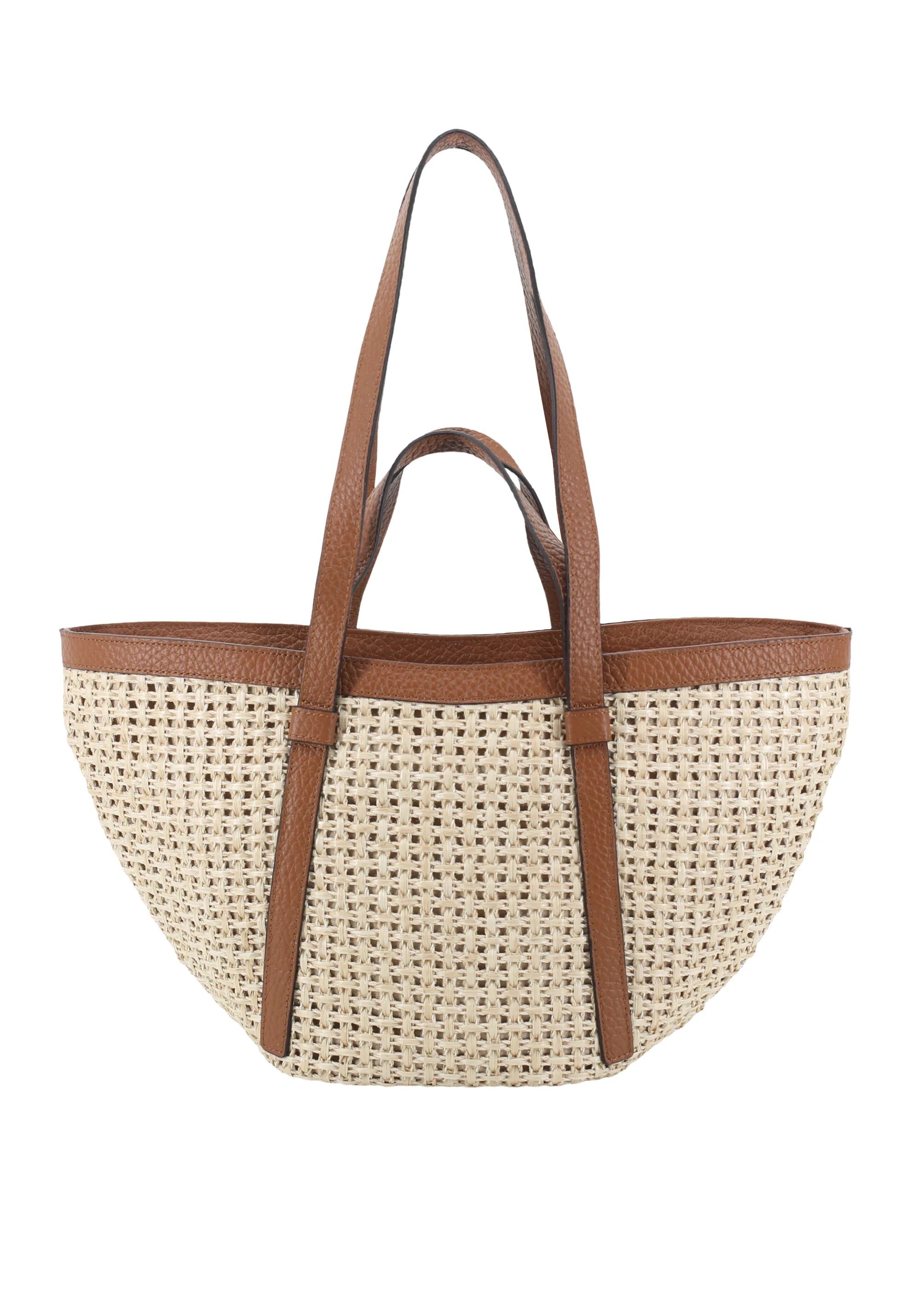 Shopper COSMO medium Raffia/Leder caramel/cognac