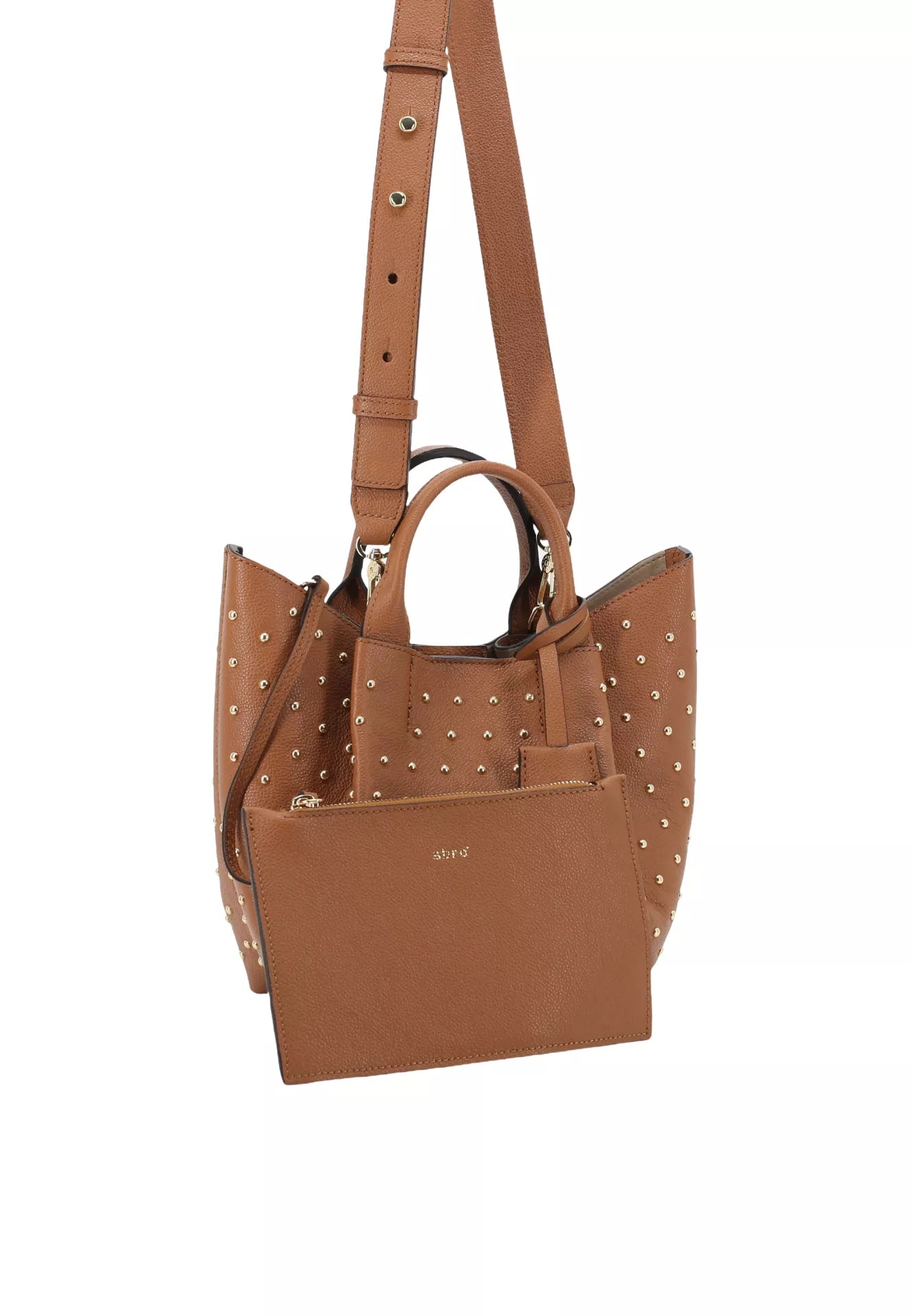 Shopper ESSENTIAL studs small Leder Agave cuoio
