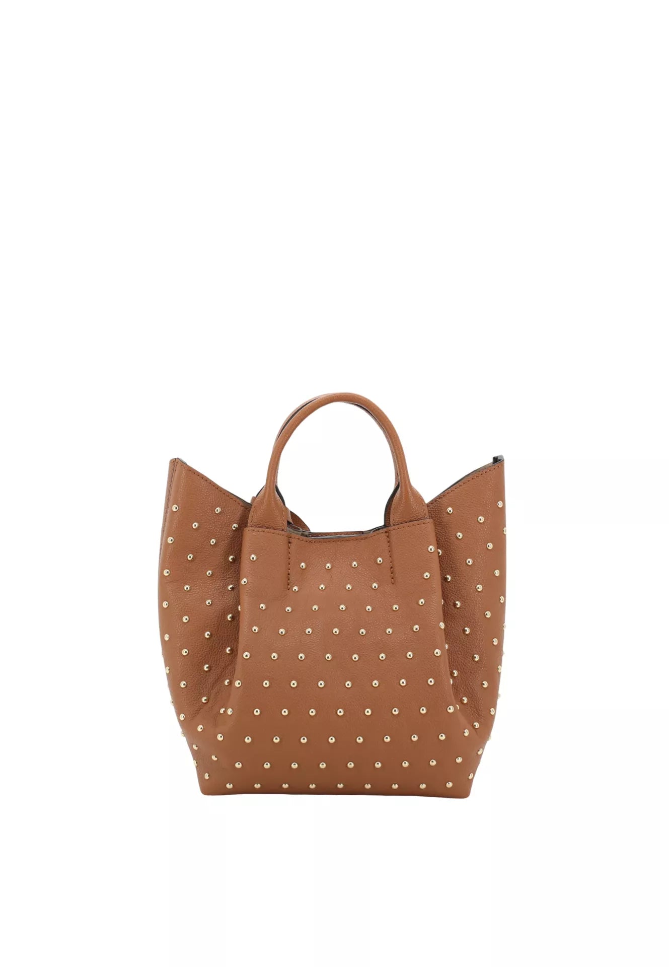 Shopper ESSENTIAL studs small Leder Agave cuoio