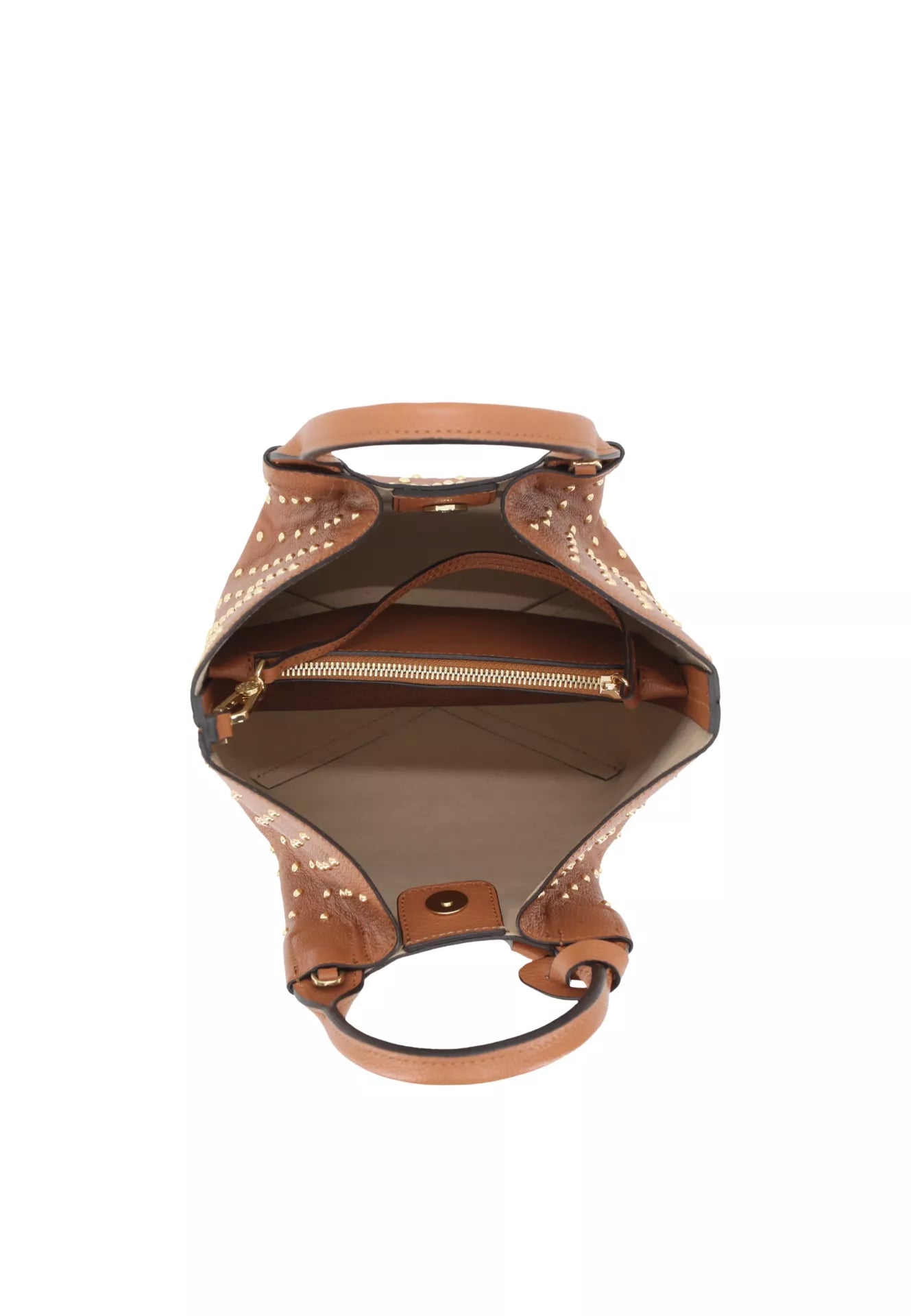 Shopper ESSENTIAL studs small Leder Agave cuoio