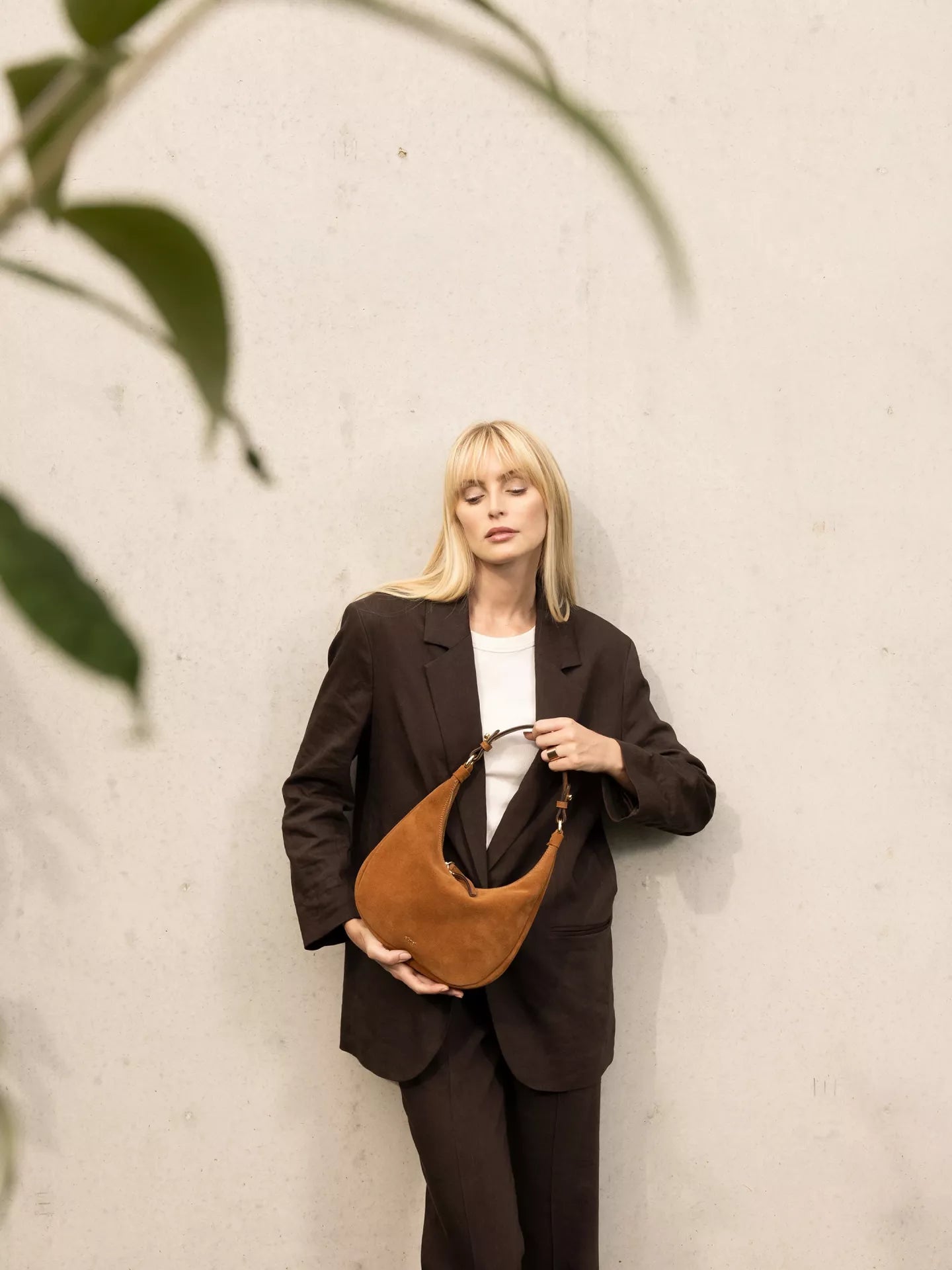 Beutel NANA mini Leder Suede cuoio