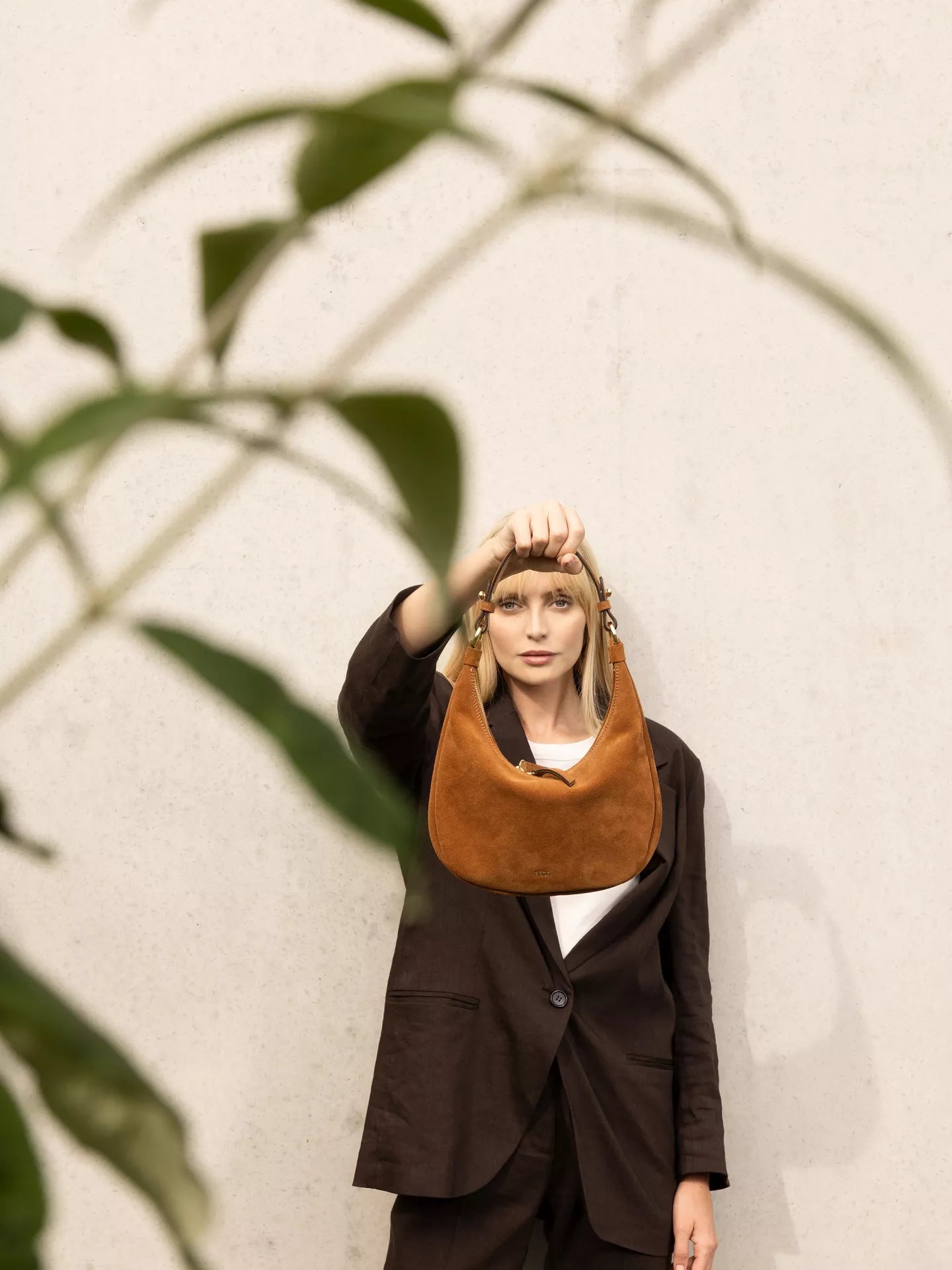 Beutel NANA mini Leder Suede cuoio