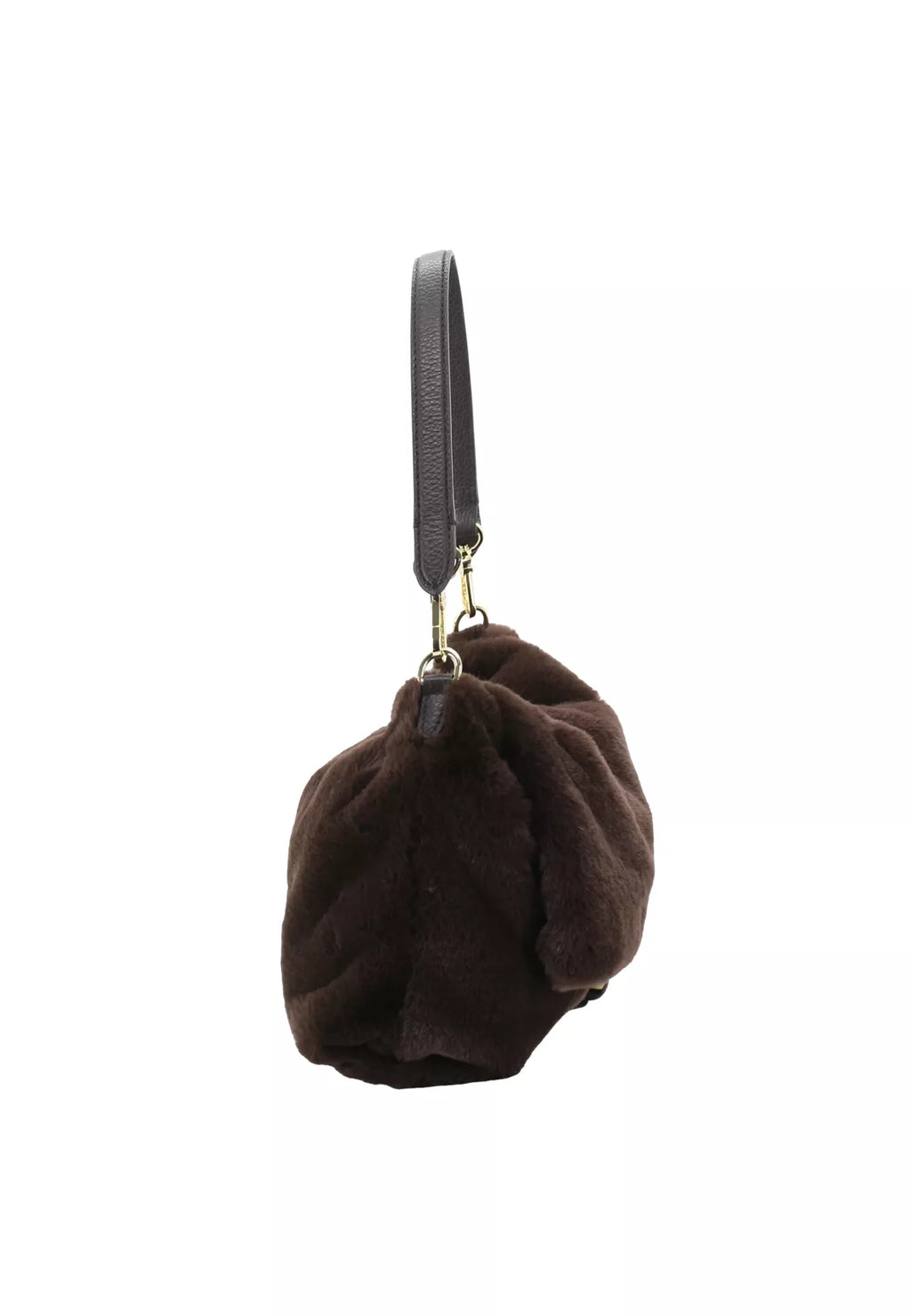 Schultertasche TEMI medium Leder Eco Fur dark brown