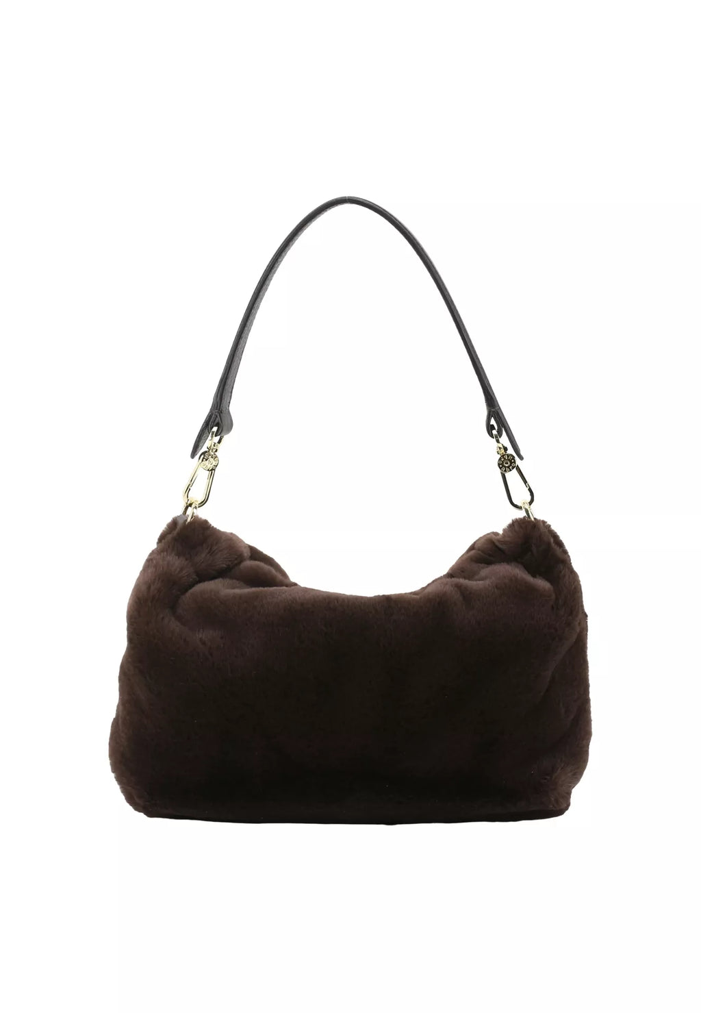 Schultertasche TEMI medium Leder Eco Fur dark brown