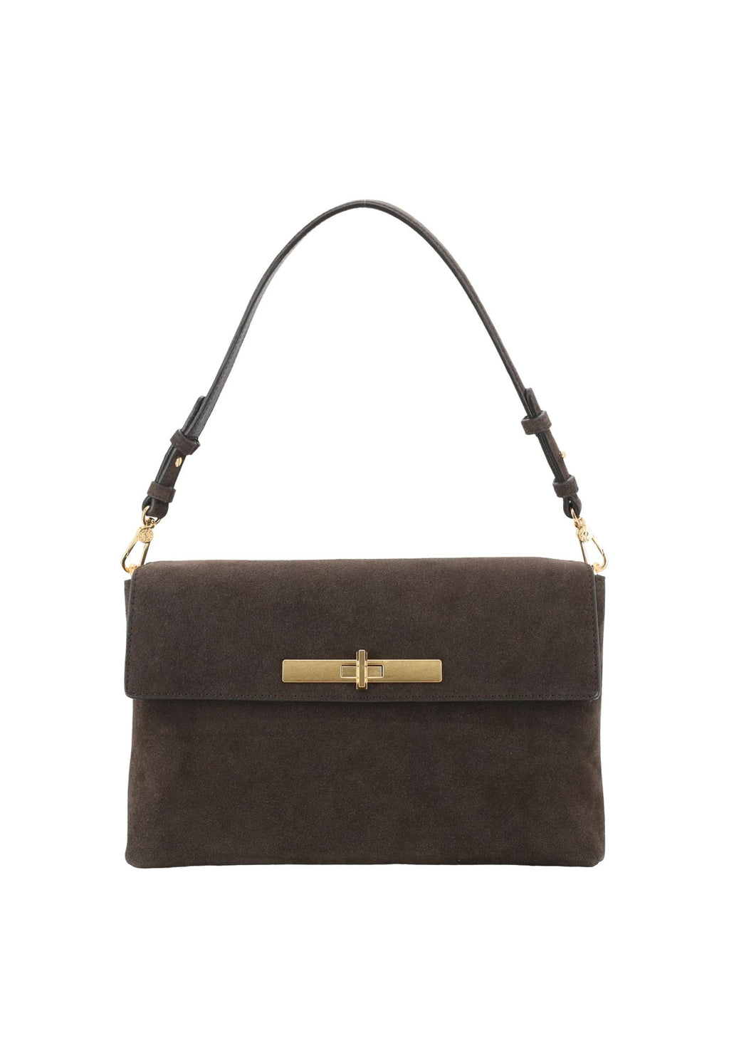 Schultertasche TWIST Leder SUEDE dark brown