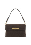Schultertasche TWIST Leder SUEDE dark brown