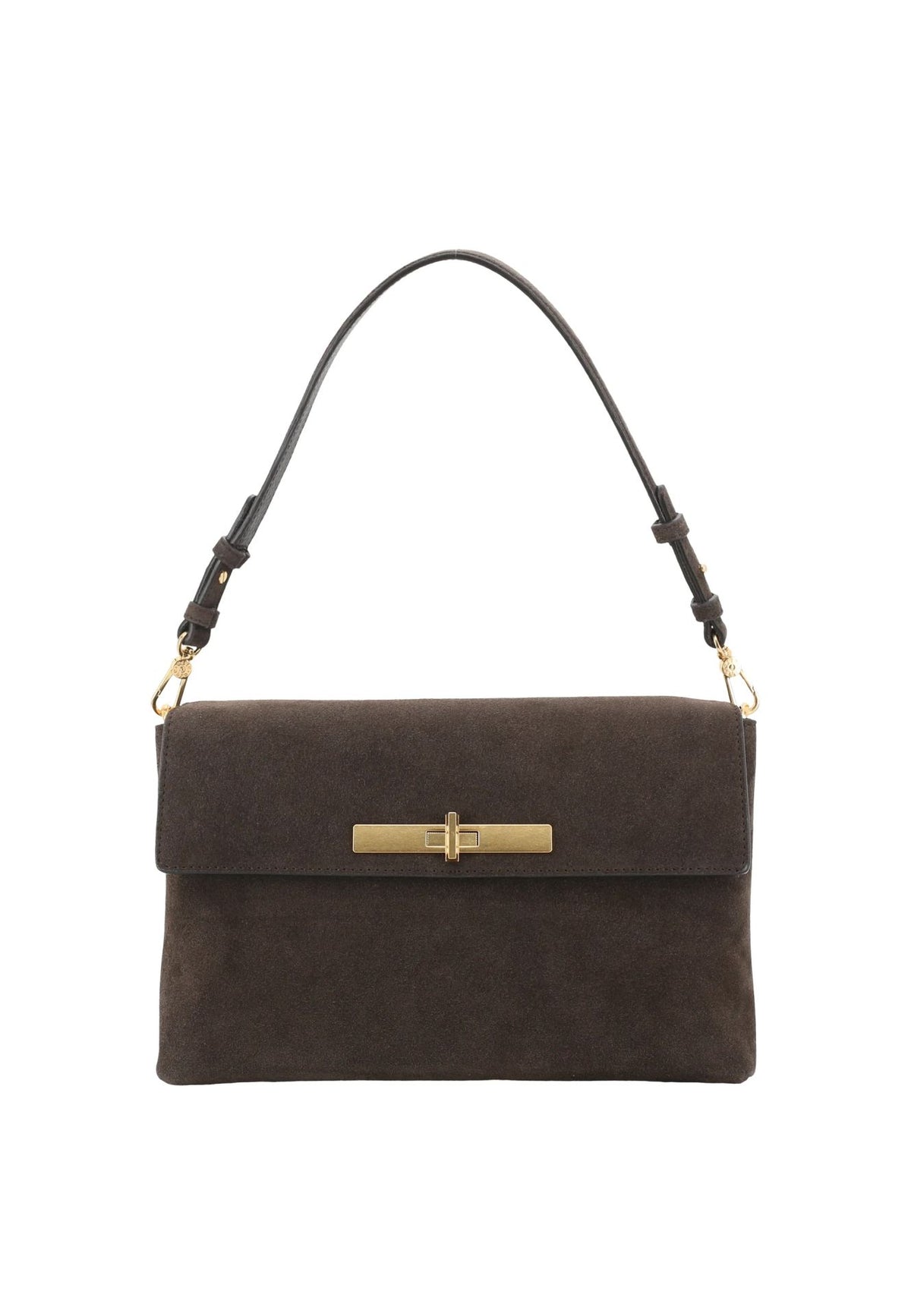 Schultertasche TWIST Leder SUEDE dark brown