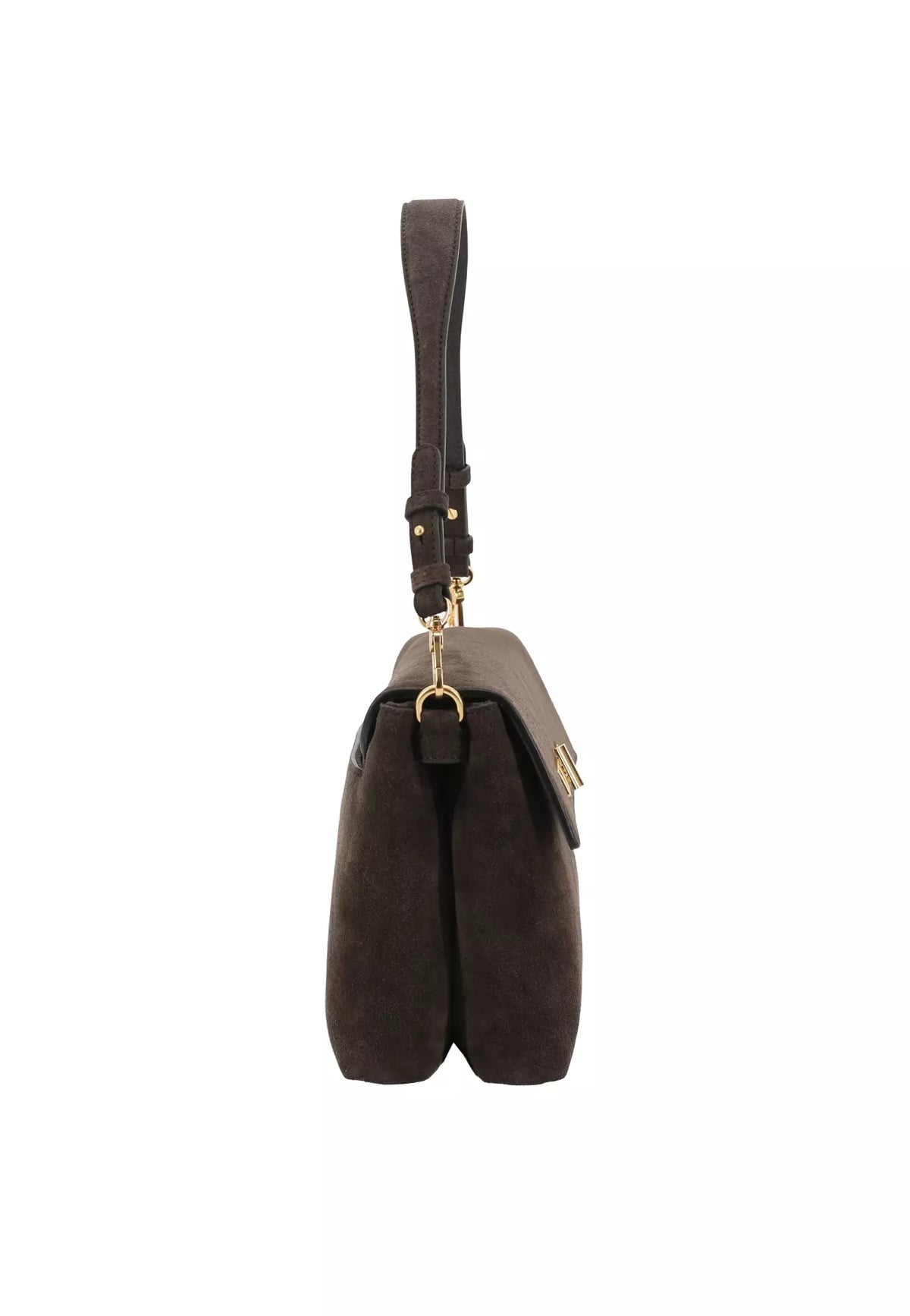 Schultertasche TWIST Leder SUEDE dark brown
