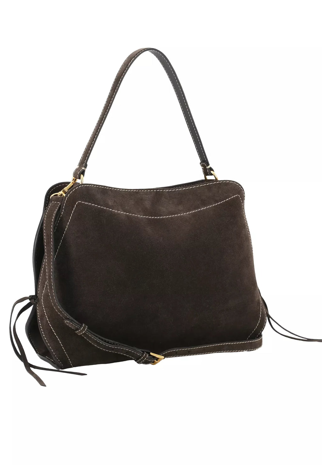 Handtasche NECESSITY BIG Leder SUEDE dark brown