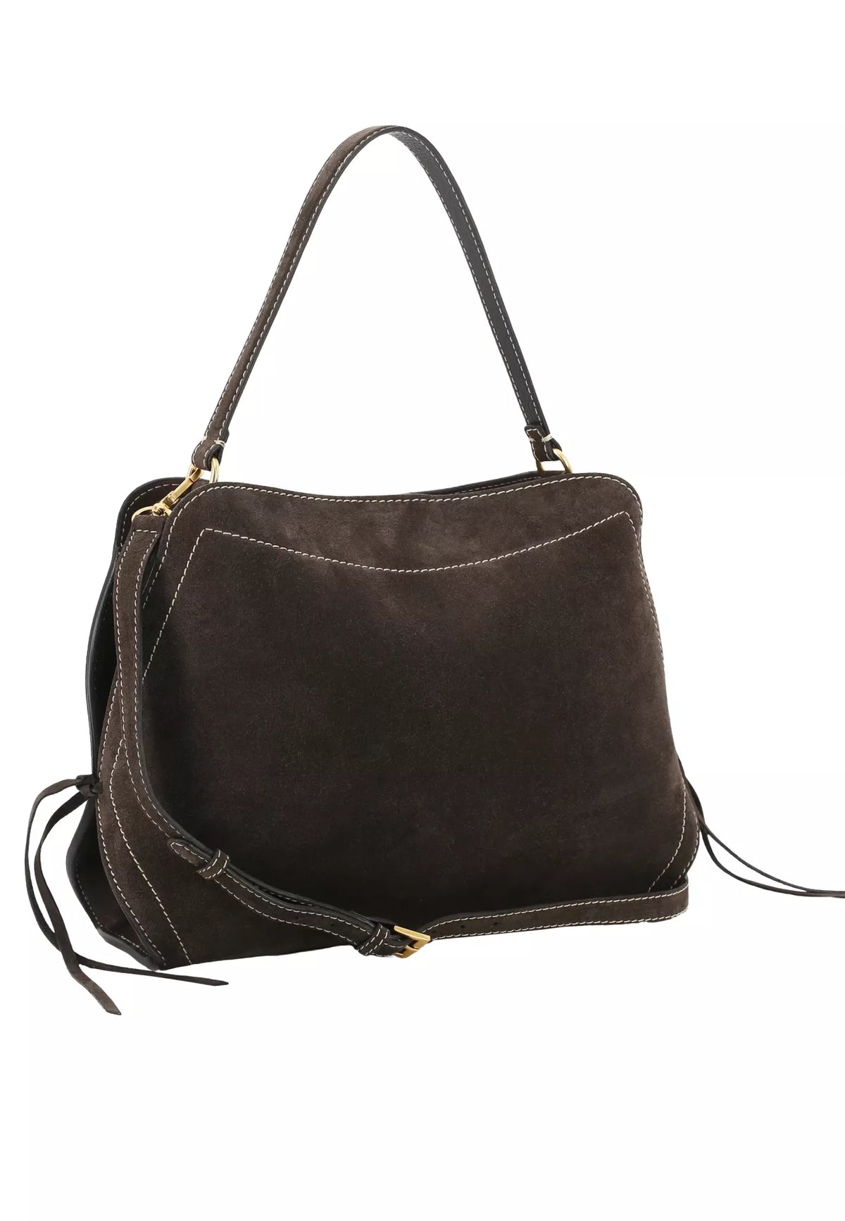 Handtasche NECESSITY BIG Leder SUEDE dark brown