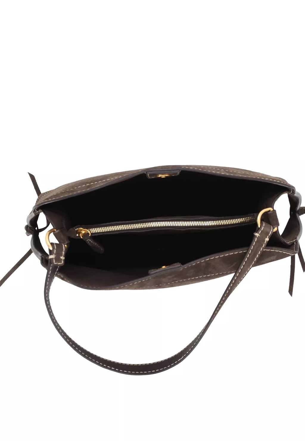Handtasche NECESSITY BIG Leder SUEDE dark brown