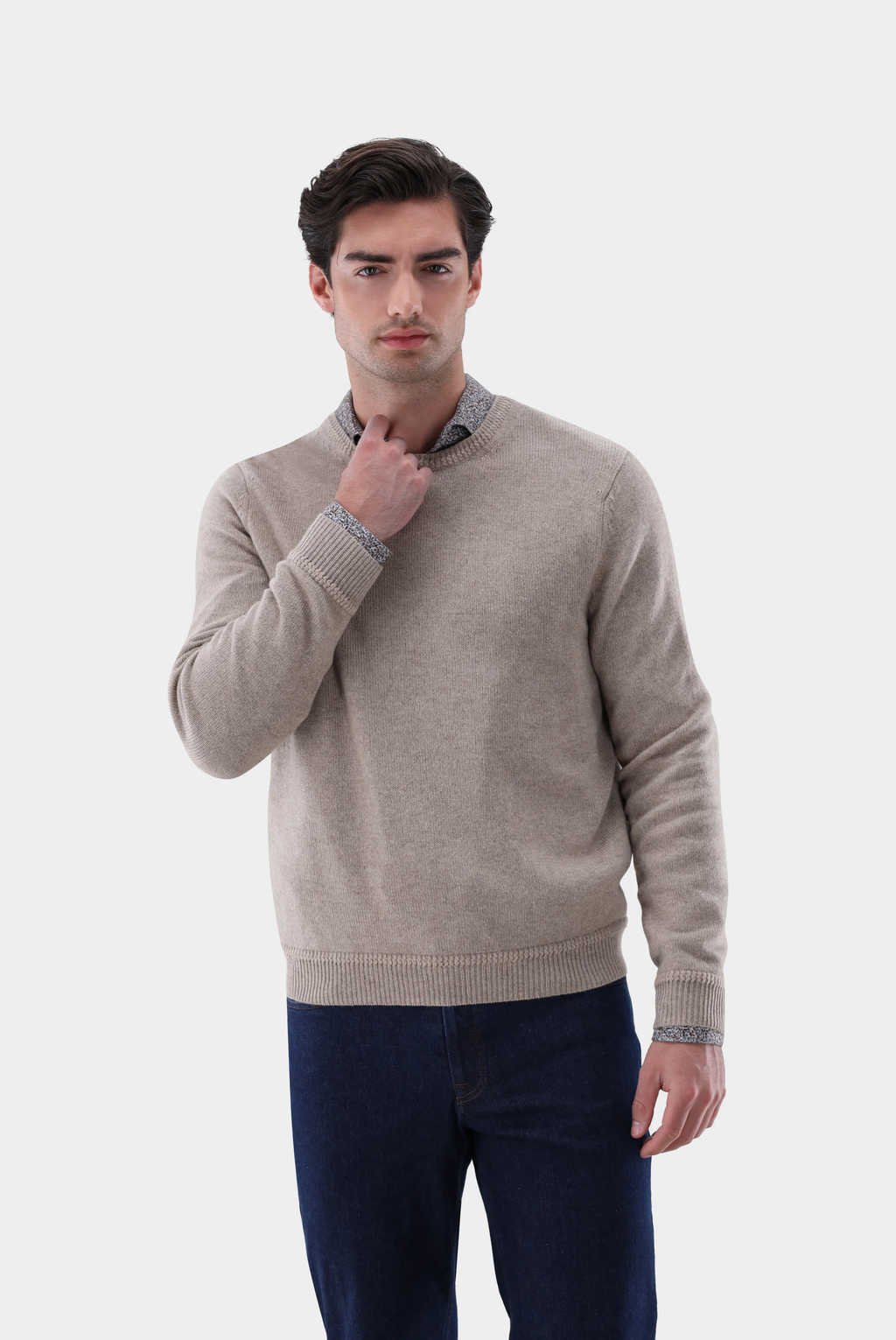 Van Laack - Rundhalspullover Sindo, Beige