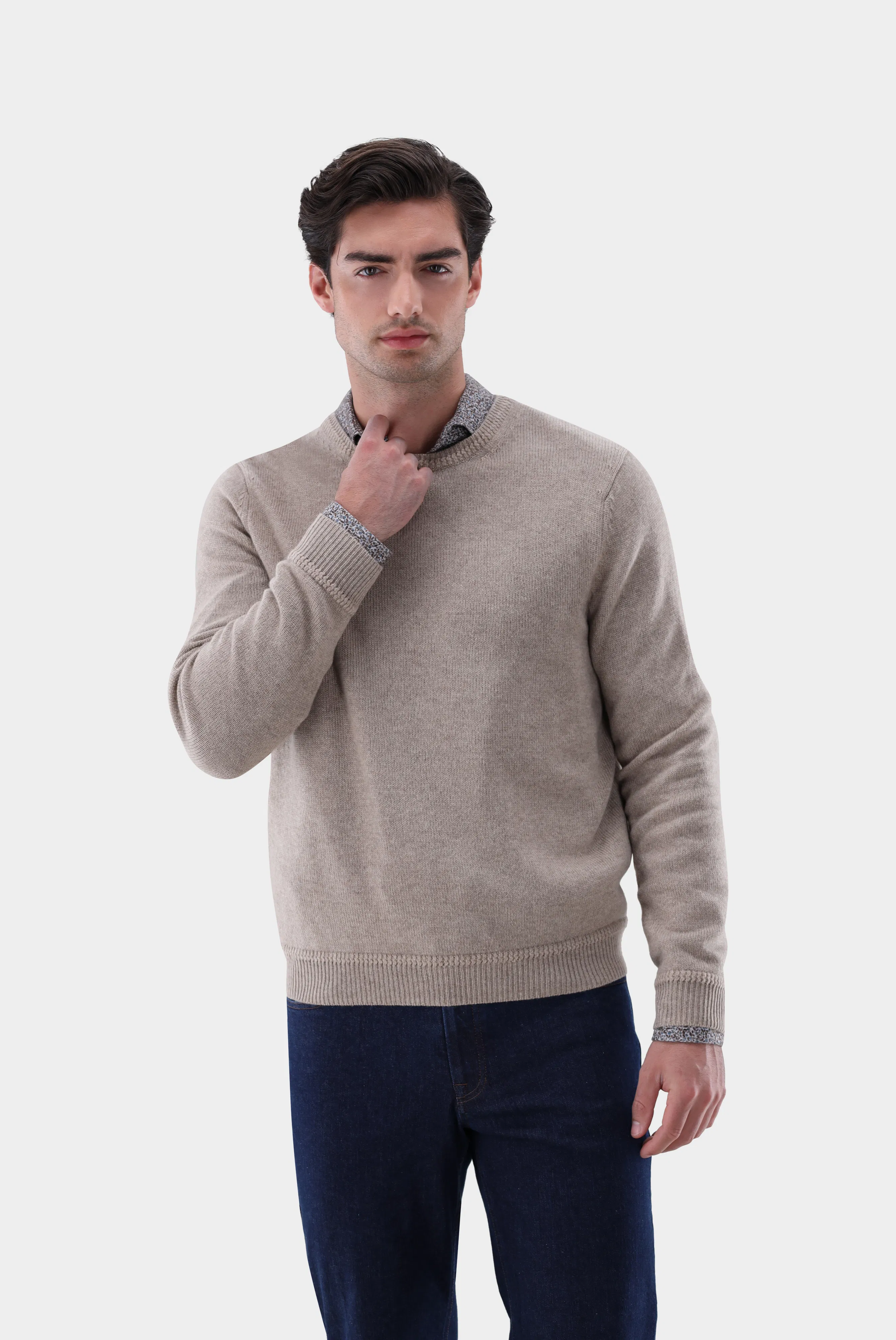 Van Laack - Rundhalspullover Sindo, Beige