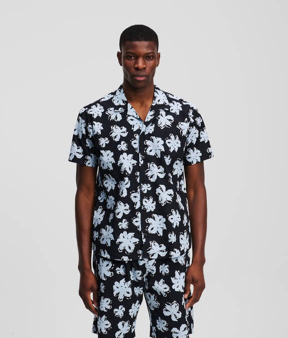 Karl Lagerfeld - Hemd mit Blumenprint, Schwarz