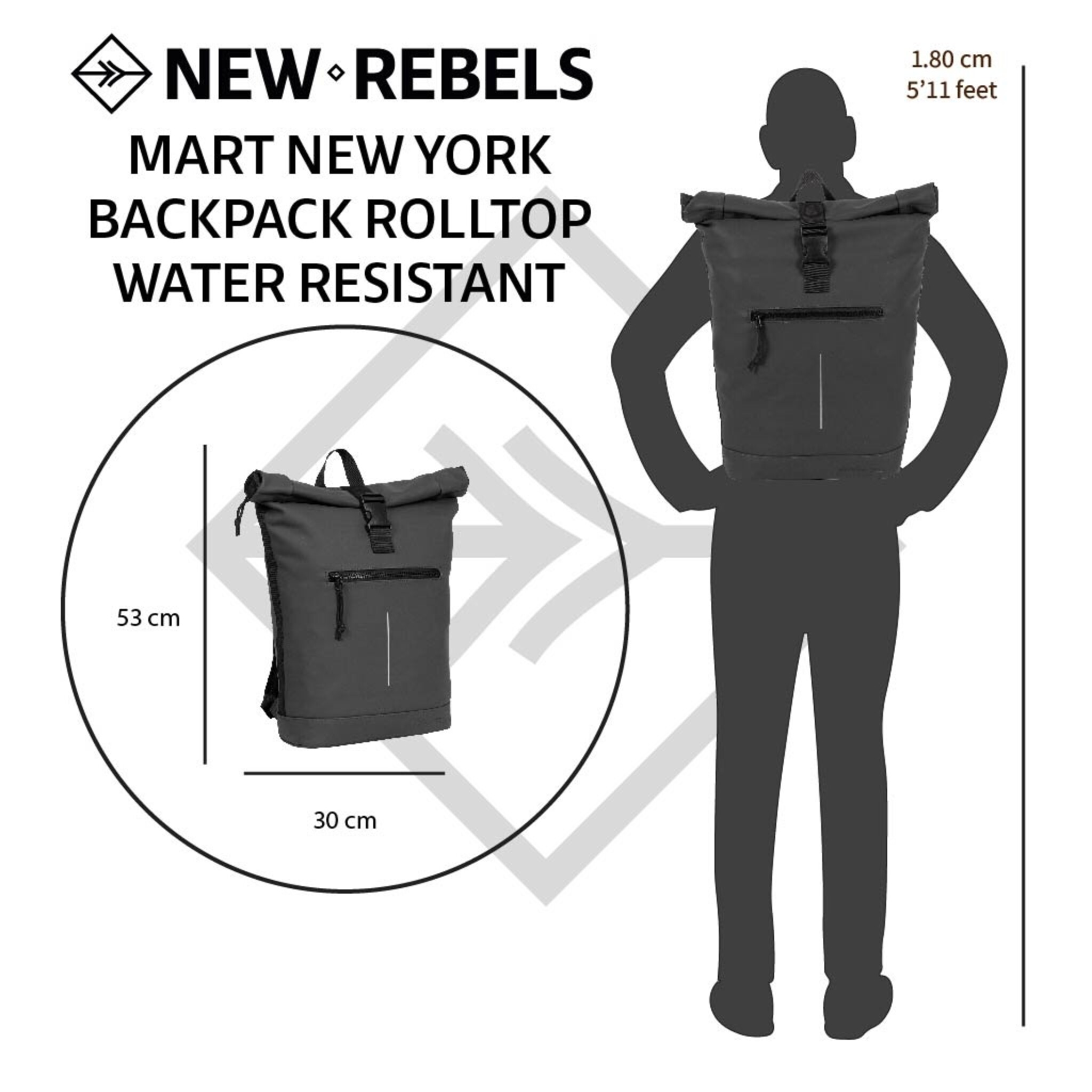 New Rebels - Rucksack Mart New York, Schwarz