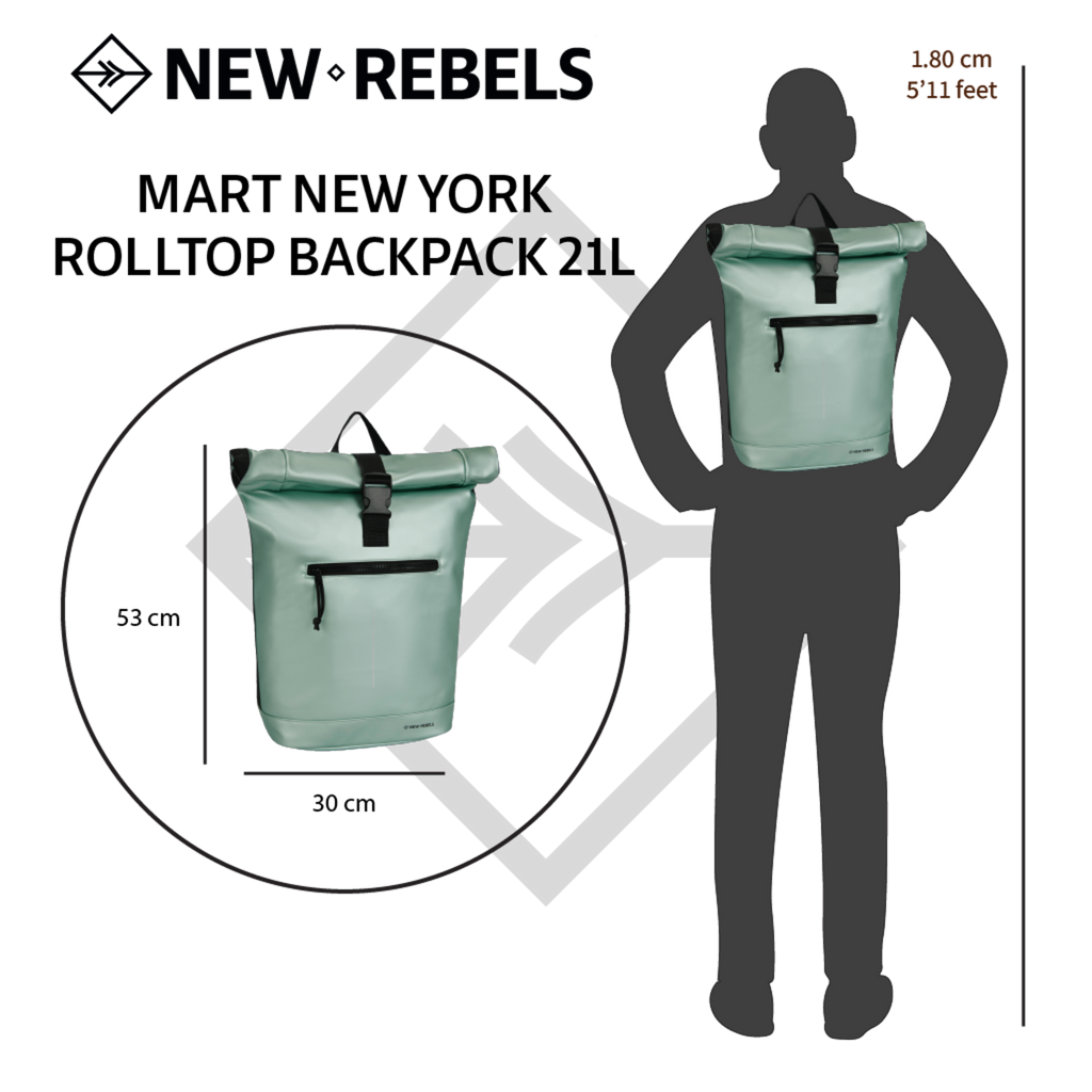 New Rebels - Rucksack Mart New York, Metallic Hellgrün