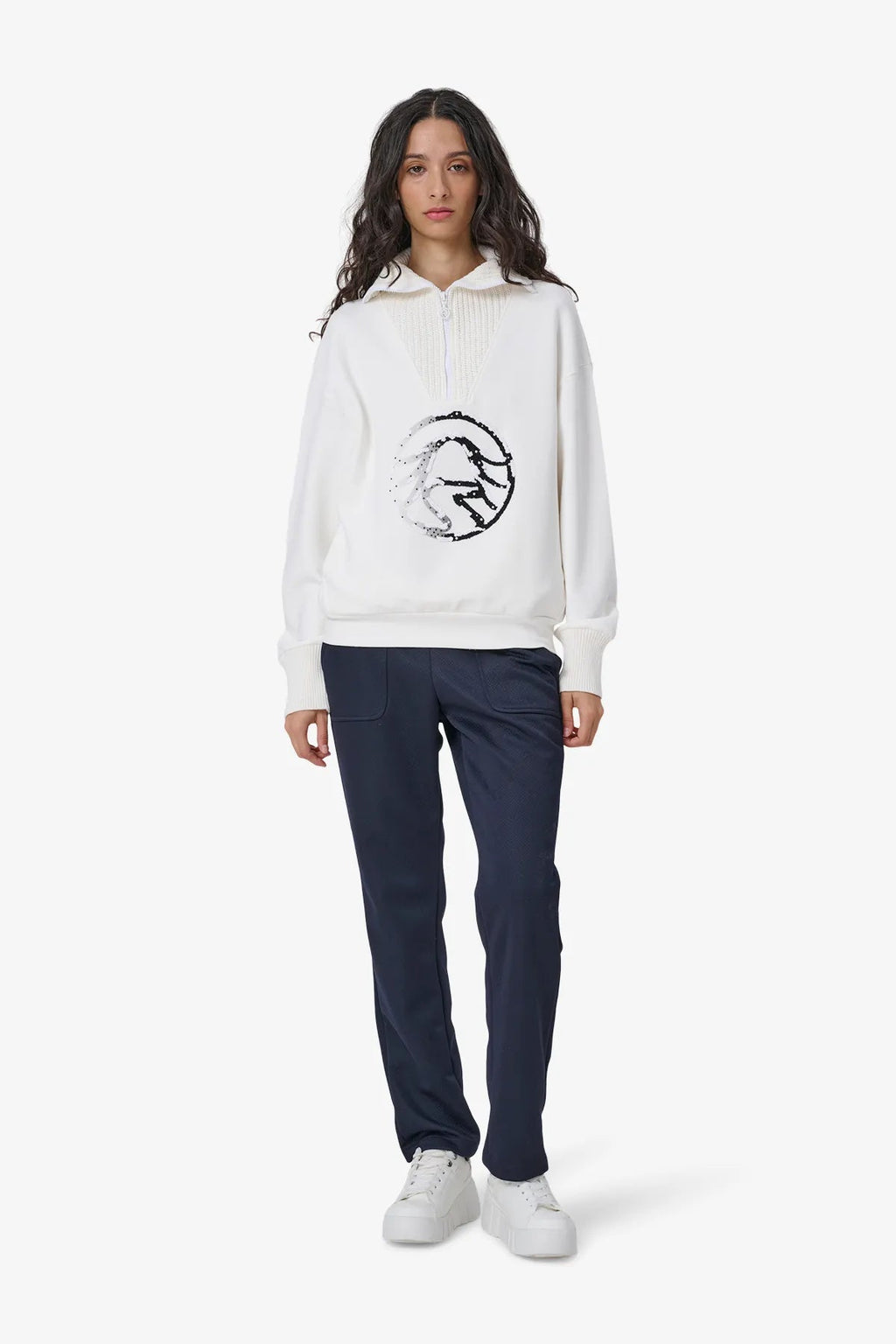 Sweatshirt mit Strickkragen