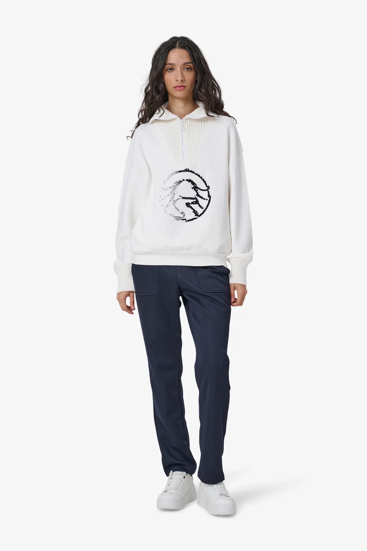 Sweatshirt mit Strickkragen