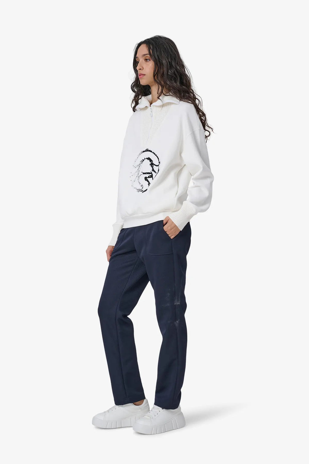 Sweatshirt mit Strickkragen