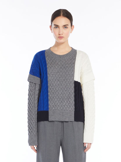 Weekend MaxMara - Patchwork-Pullover aus Wolle, Grau