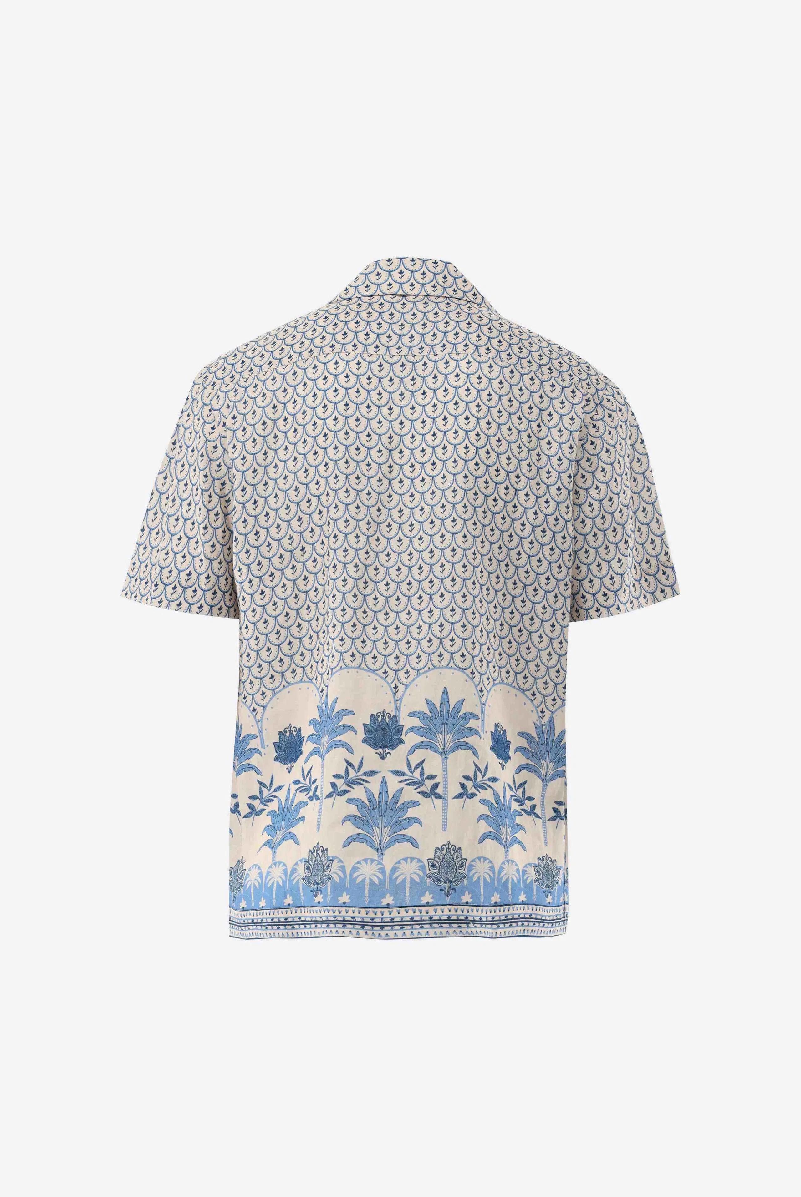 Kurzarmhemd -  kastenförmig mit Palmen-Druck