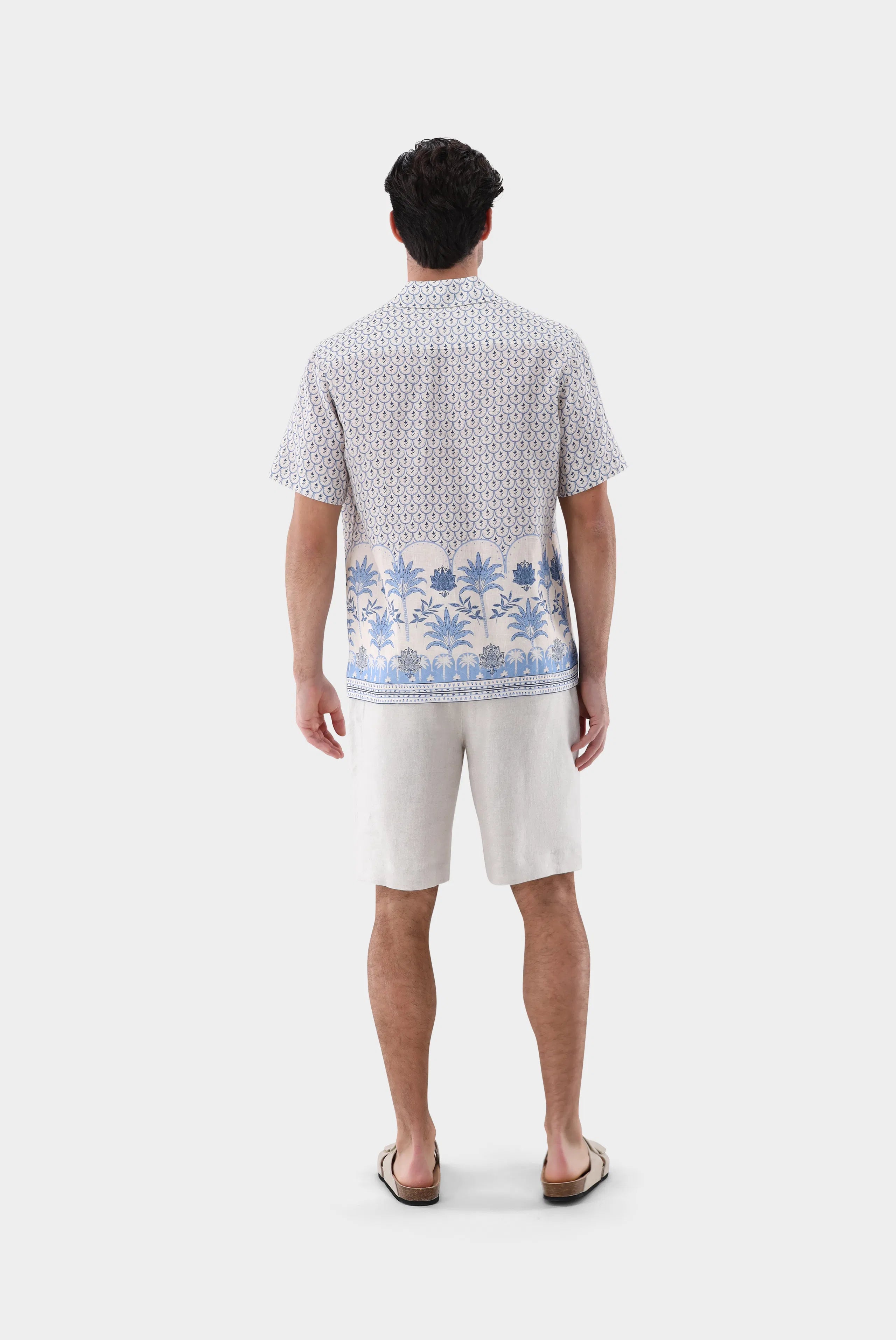 Kurzarmhemd -  kastenförmig mit Palmen-Druck
