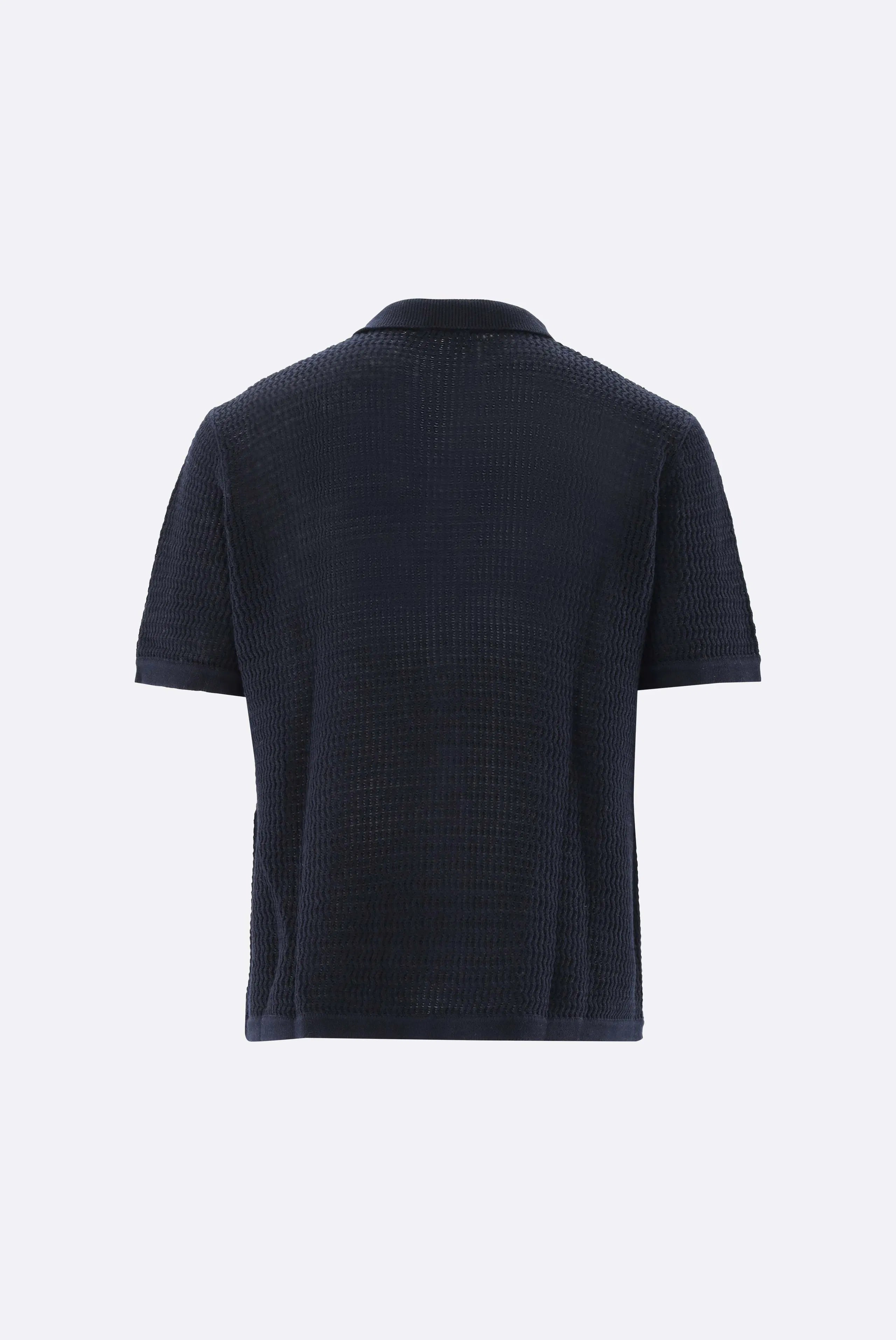 Häkel-Strickhemd mit Kurzarm aus Kaschmir und Baumwolle