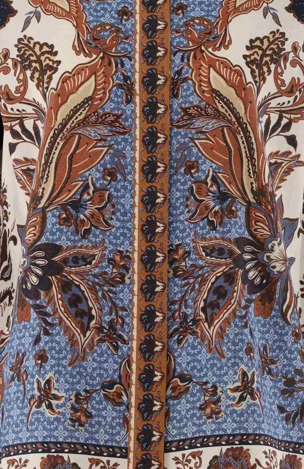 Hemdbluse mit platziertem Boho-Print