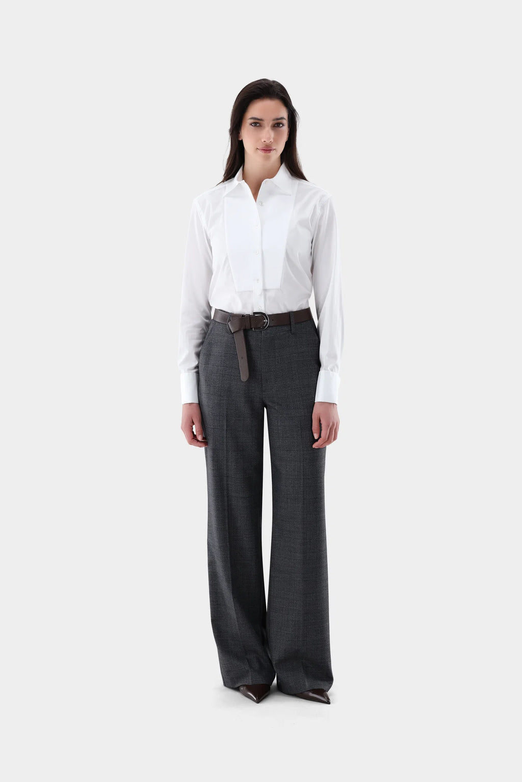 Hemdbluse mit Plastron und Doppelmanschette