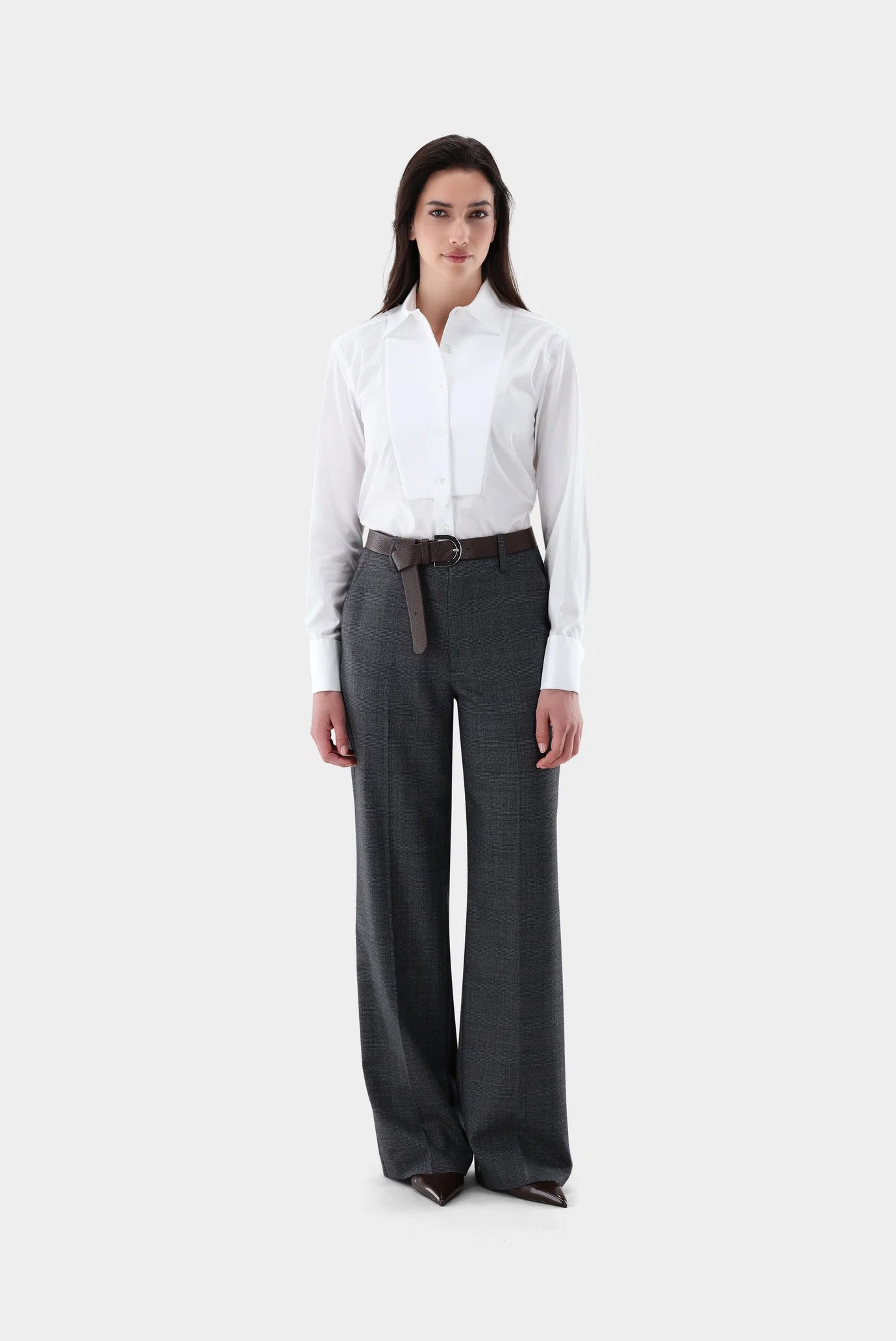 Hemdbluse mit Plastron und Doppelmanschette