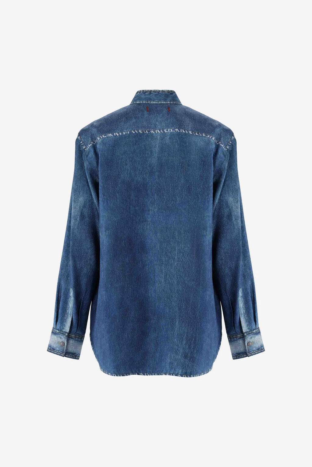 Hemdbluse aus Seide mit Denim-Print