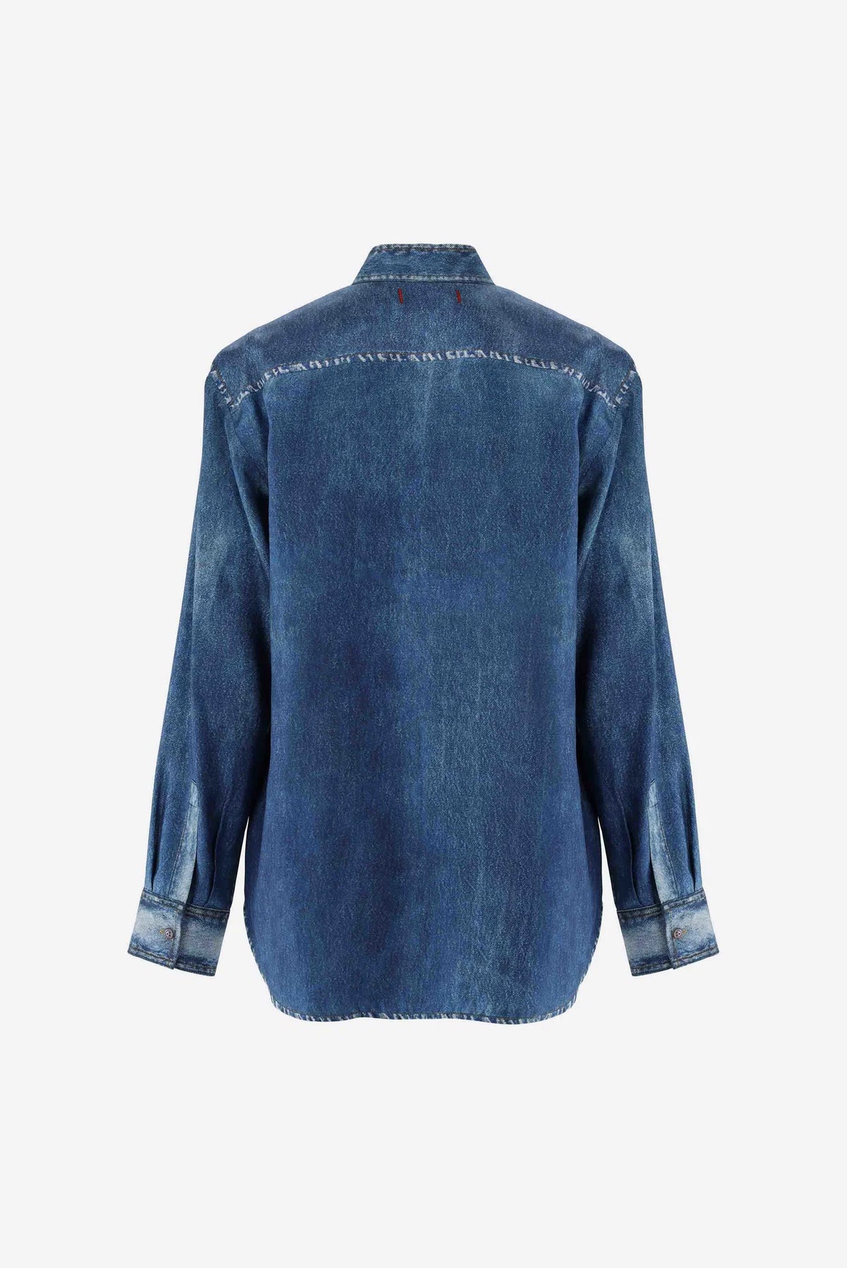 Hemdbluse aus Seide mit Denim-Print