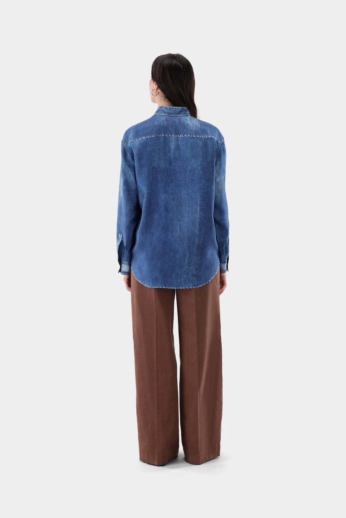 Hemdbluse aus Seide mit Denim-Print