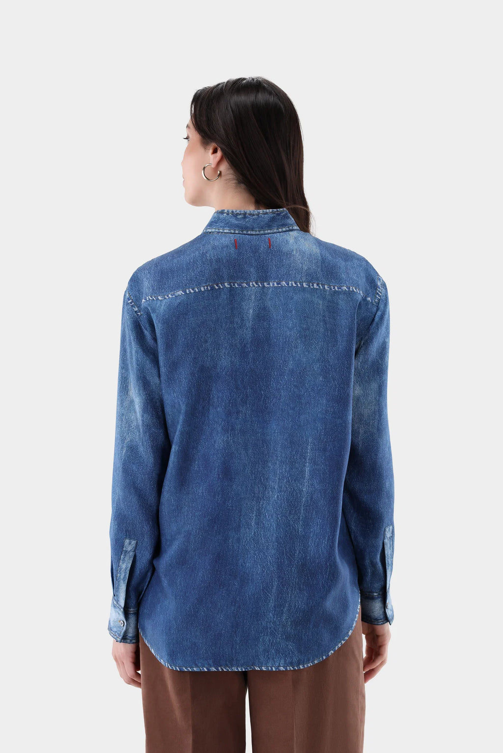 Hemdbluse aus Seide mit Denim-Print