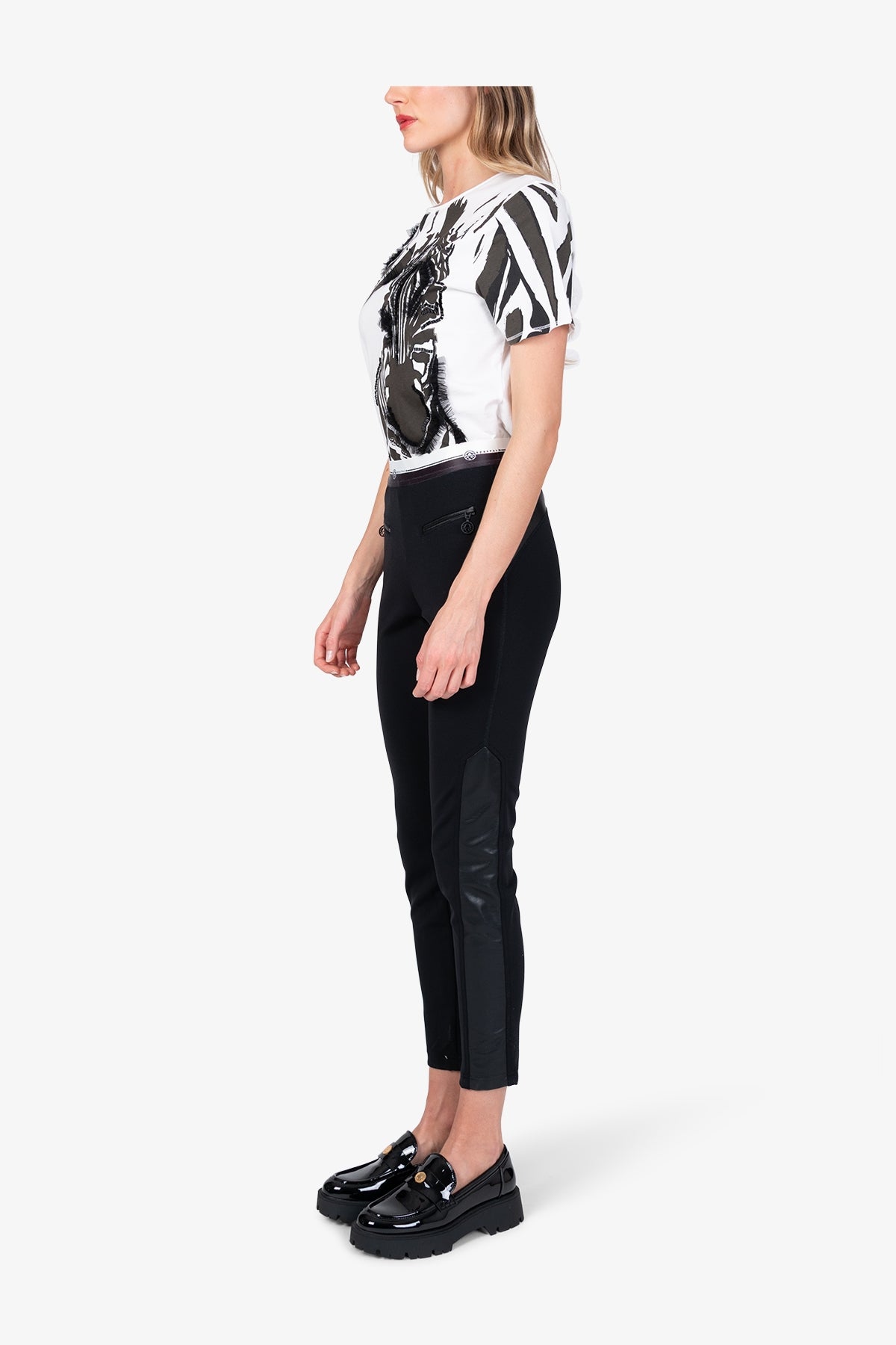 Leggings mit Kunstleder-Einsätzen