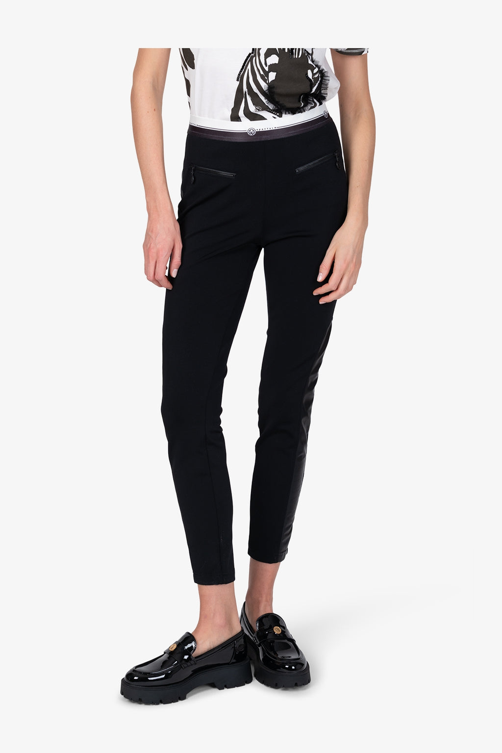 Leggings mit Kunstleder-Einsätzen