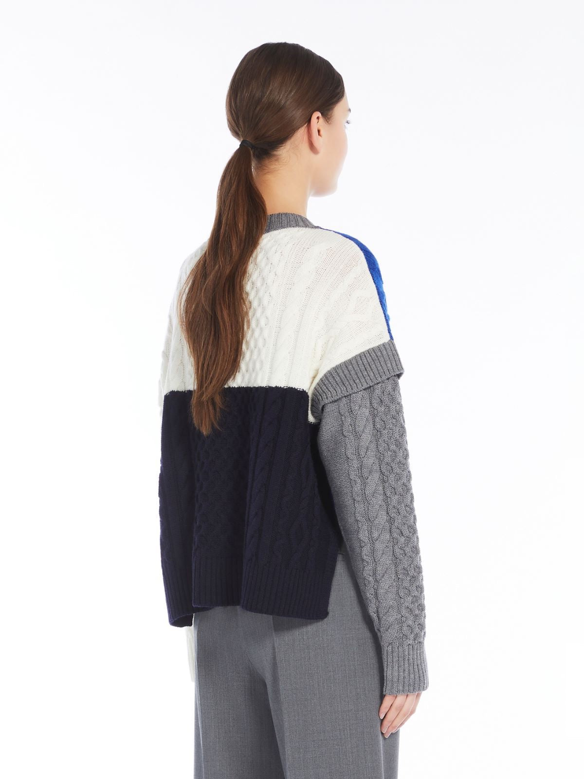 Weekend MaxMara - Patchwork-Pullover aus Wolle, Grau