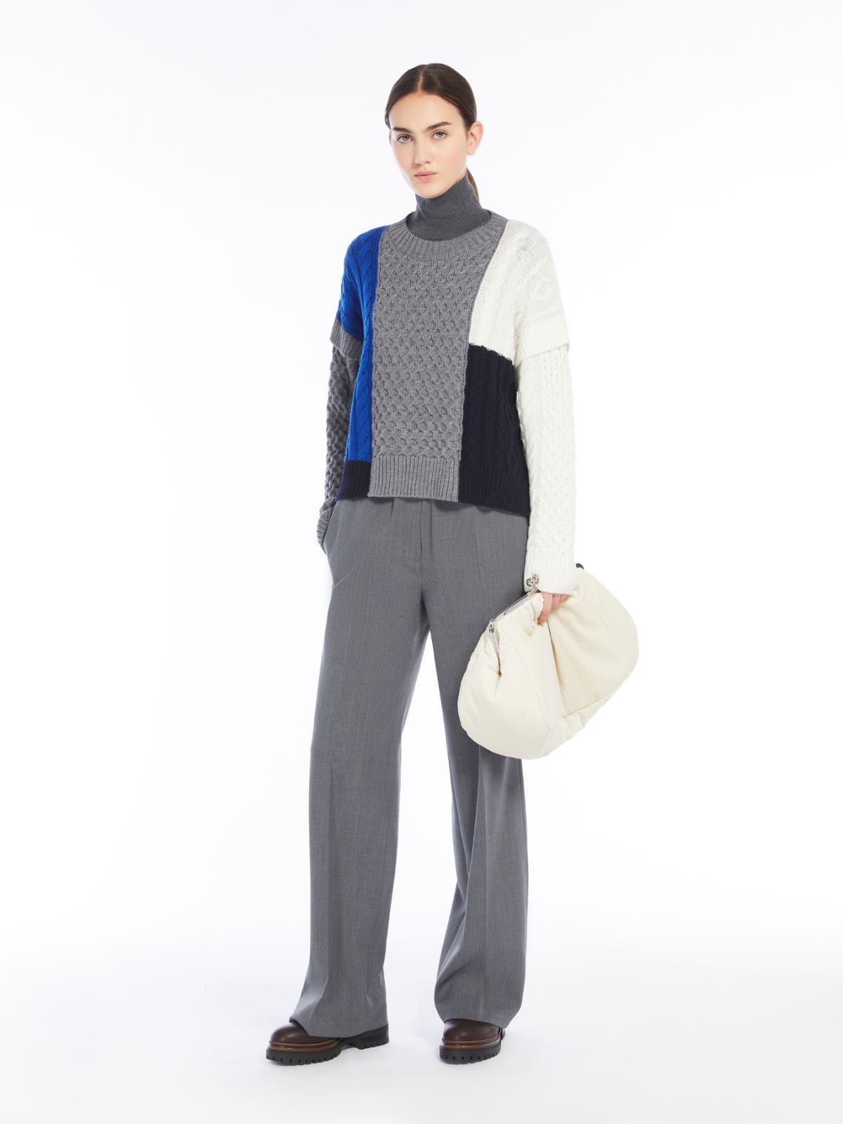 Weekend MaxMara - Patchwork-Pullover aus Wolle, Grau