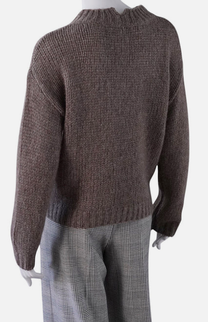 HENRY CHRIST  Taupefarbener, melierter Roundneck aus Cashmere und Seide