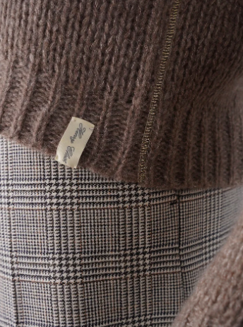 HENRY CHRIST  Taupefarbener, melierter Roundneck aus Cashmere und Seide